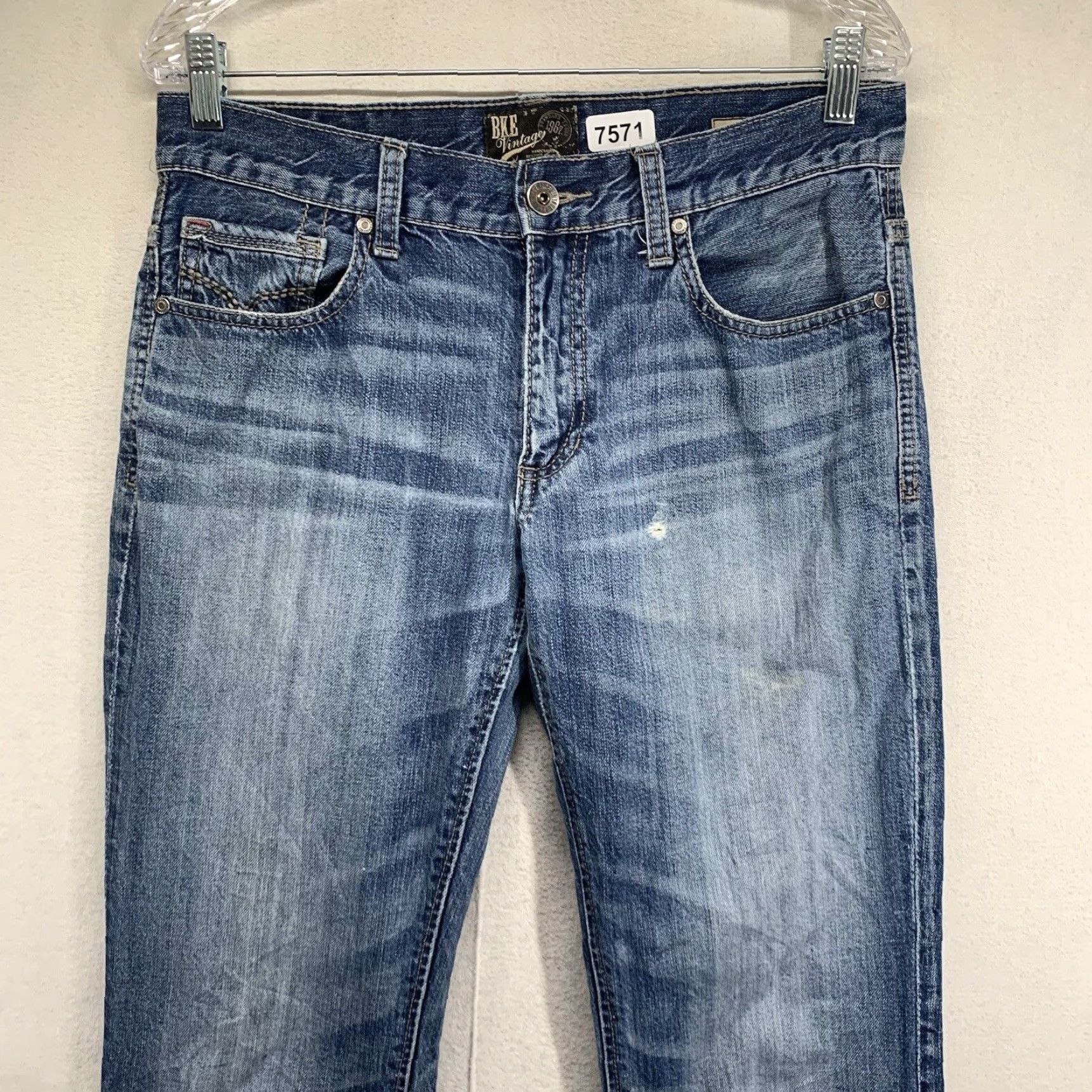 Vintage Buckle BKE Men's Jeans Straight Leg 33x35 Blue Denim Casual 80s 90s Rock Style Size US 30 / EU 46 - 5 Thumbnail