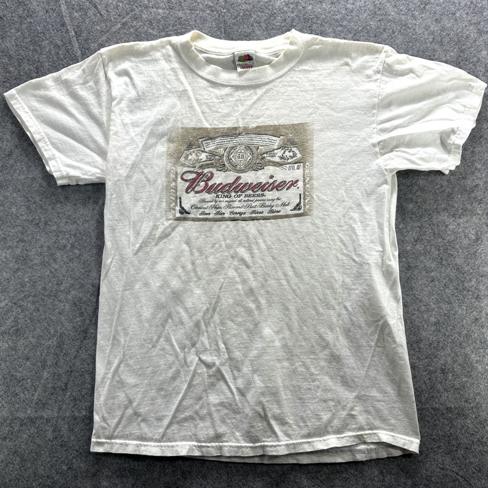 Fruit Of The Loom Budweiser Shirt Mens Medium White Graphic Print T Shirt Crew Neck Short Sleeve Cotton Size US M / EU 48-50 / 2 - 2 Thumbnail