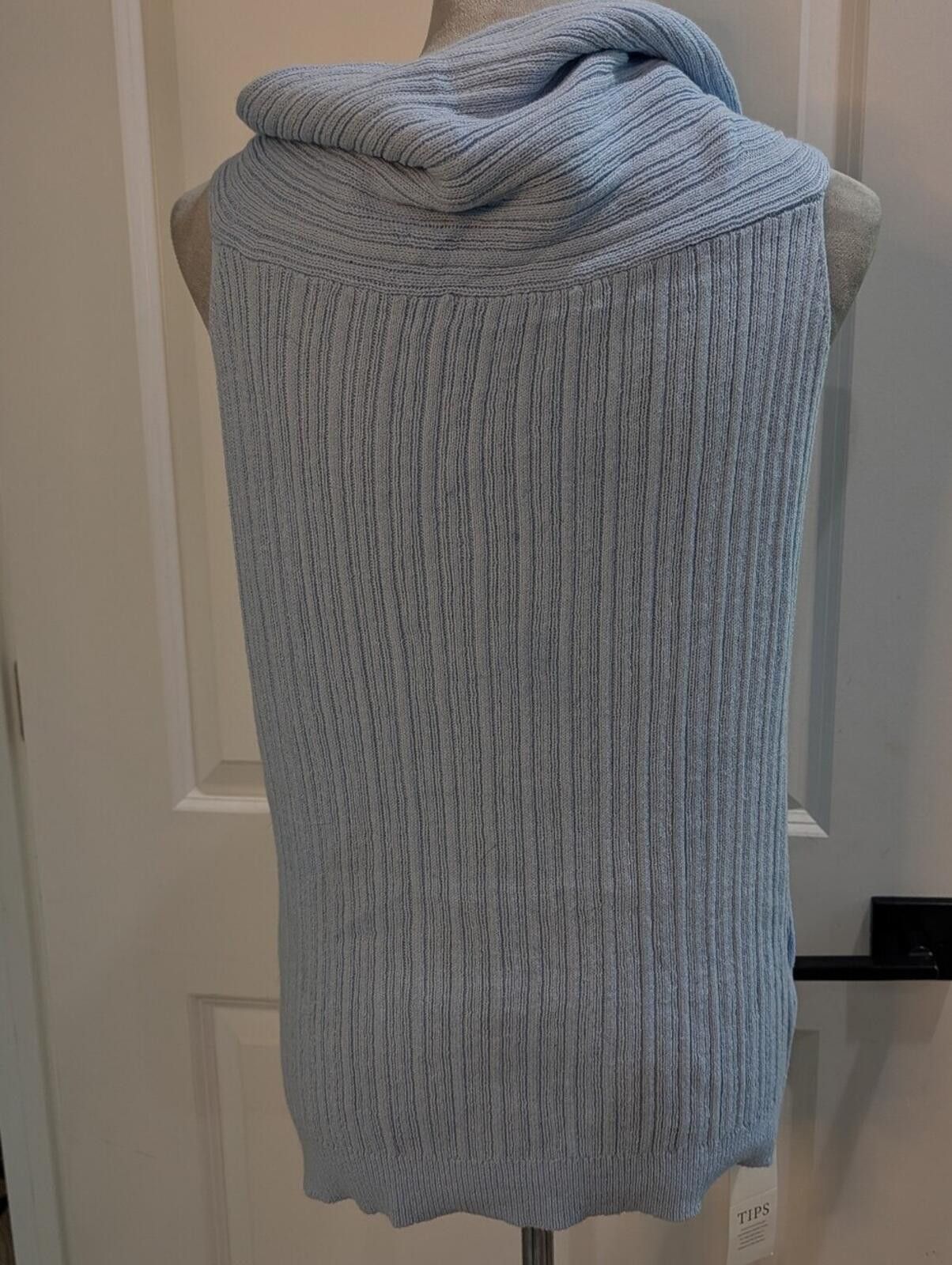 Other Light Blue Ribbed Sleeveless Cowl Neck Sweater Size M / US 6-8 / IT 42-44 - 3 Thumbnail