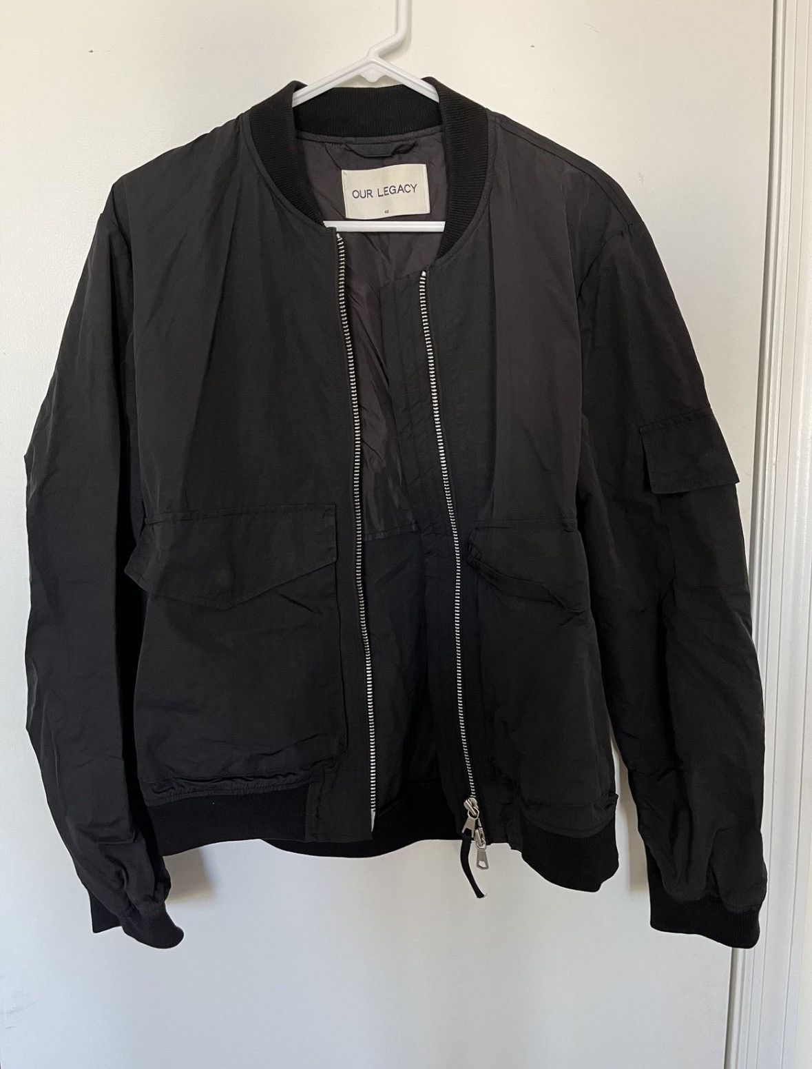 image of Our Legacy Black Nylon Bomber Jacket, Men's (Size Small)