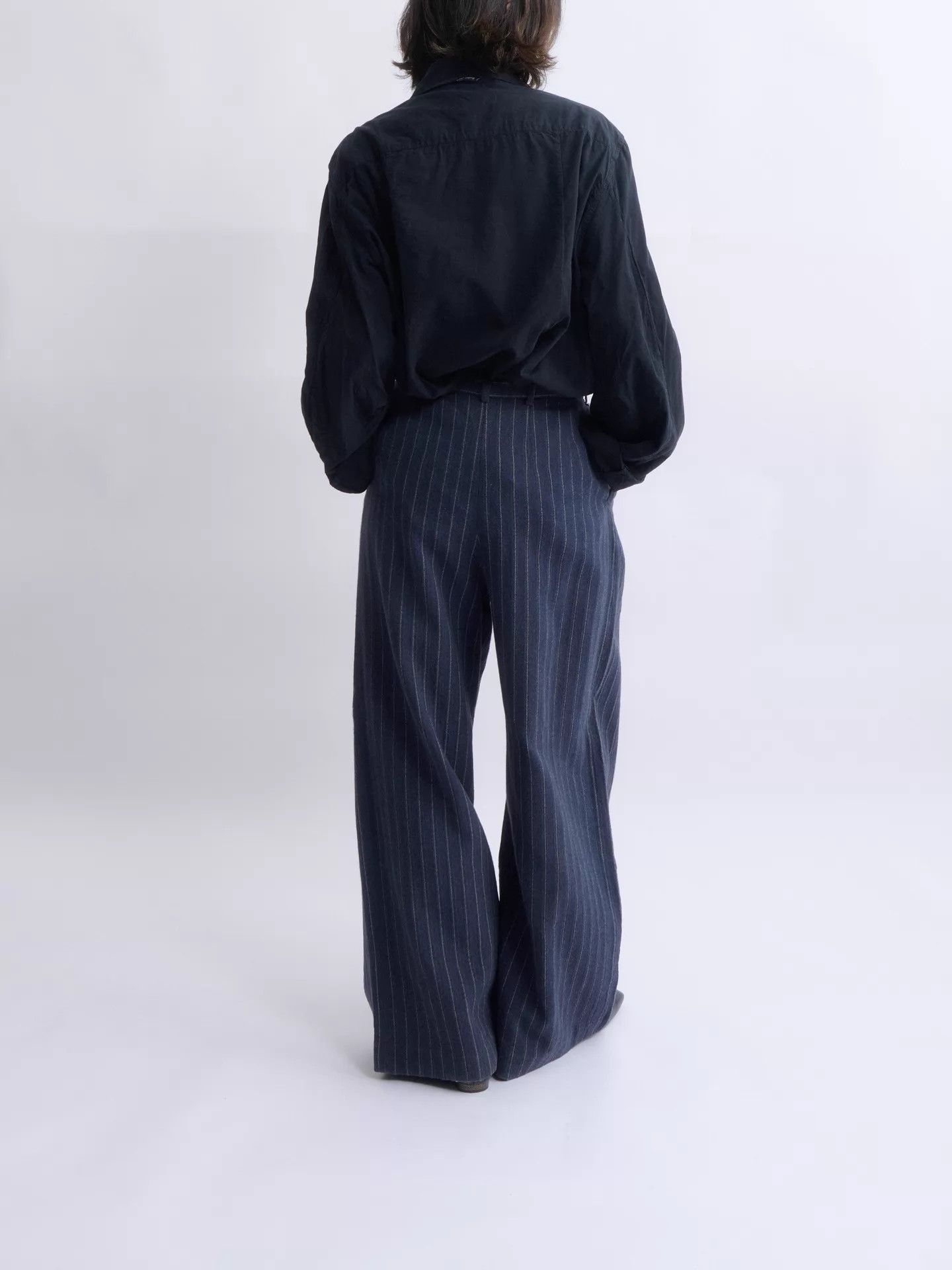 Kenzo KENZO 80s women's Navy Striped Wool Wide Leg Pants Size 26" / US 2 / IT 38 - 5 Thumbnail