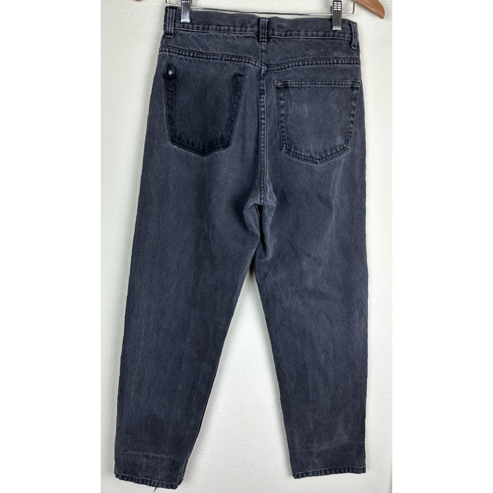 Merona VINTAGE THRASHED 90s Faded Black Denim Jeans ACTUAL 27x28 Relaxed Tapered Jeans Men Size US 27 - 2 Thumbnail