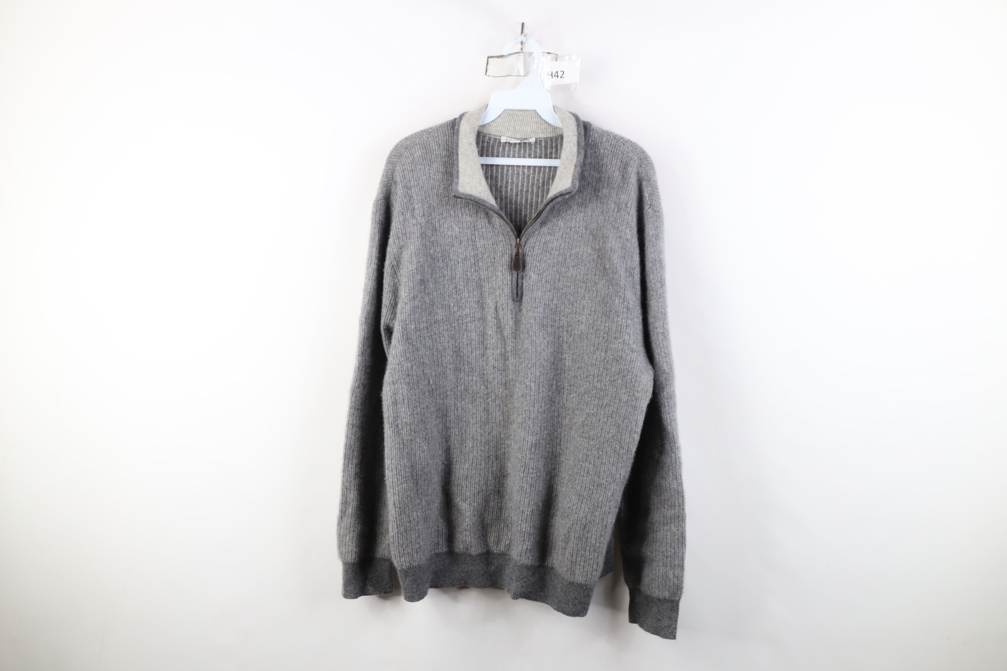 Vintage Vintage Y2K Streetwear Cashmere Ribbed Knit Half Zip Sweater Size US L / EU 52-54 / 3 - 1 Thumbnail