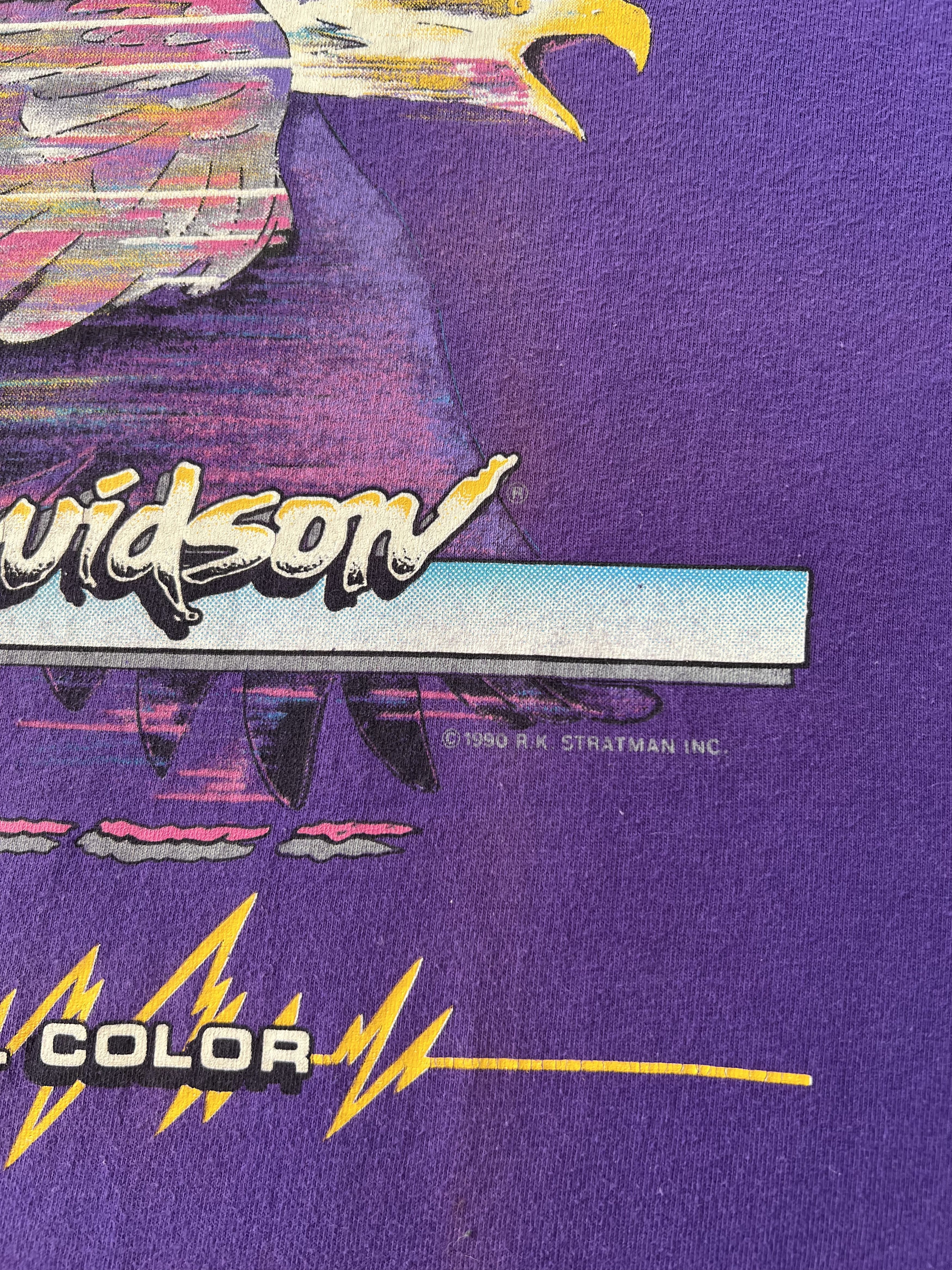 Harley Davidson Vintage 1990 Harley Davidson Eagle Milwaukee Purple T-shirt Size US XL / EU 56 / 4 - 7 Thumbnail