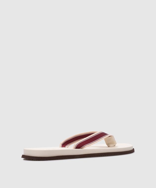 Brunello Cucinelli o1la1rc1a0425 Slippers in Burgundy/White Size US 7 / EU 40 - 3 Thumbnail