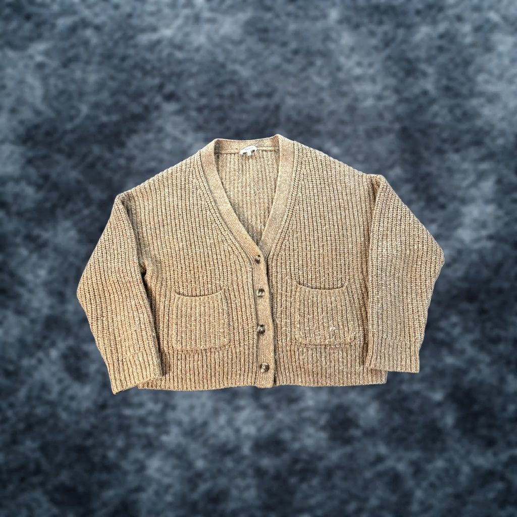 Madewell Madewell Cardigan Sweater Womens XL Beige Chunky Knit Wool Vneck Speckled Button Pockets Size XL / US 12-14 / IT 48-50 - 1 Thumbnail