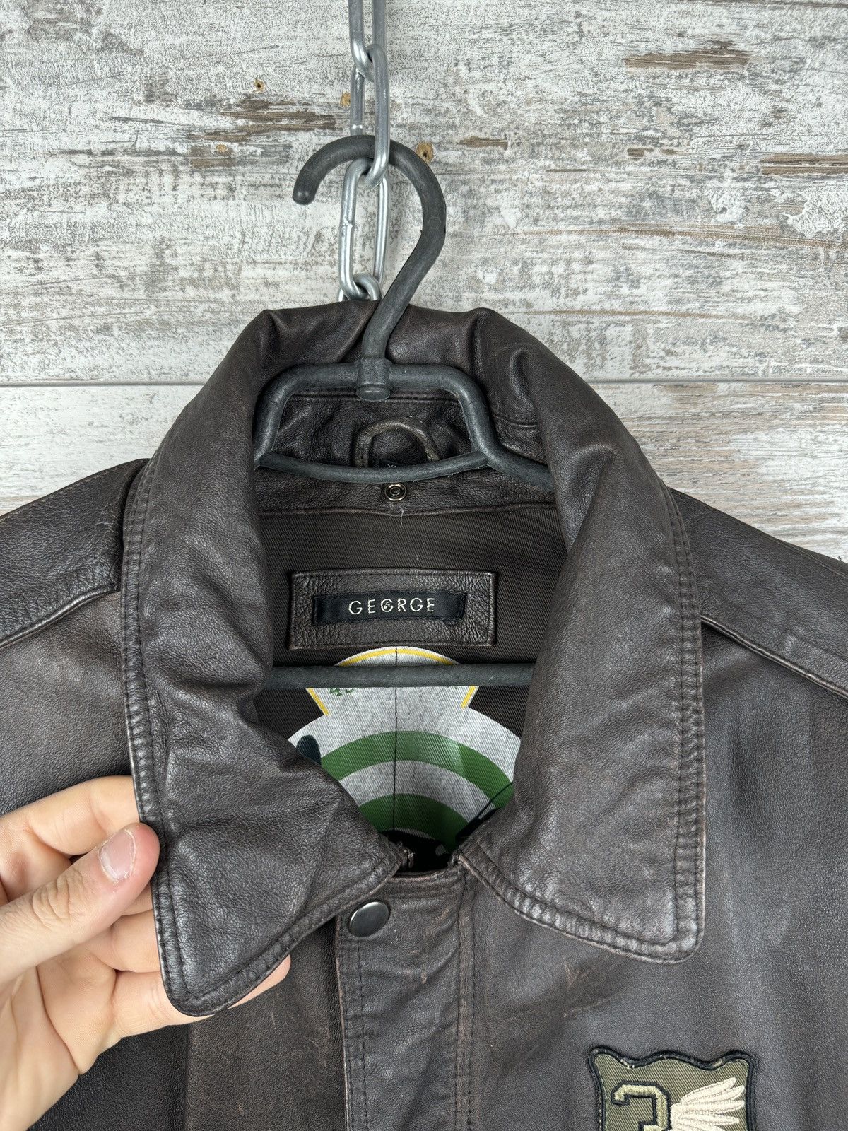 Other Mens Vintage brown George Leather bombers jacket y2k rare Size US XL / EU 56 / 4 - 4 Thumbnail