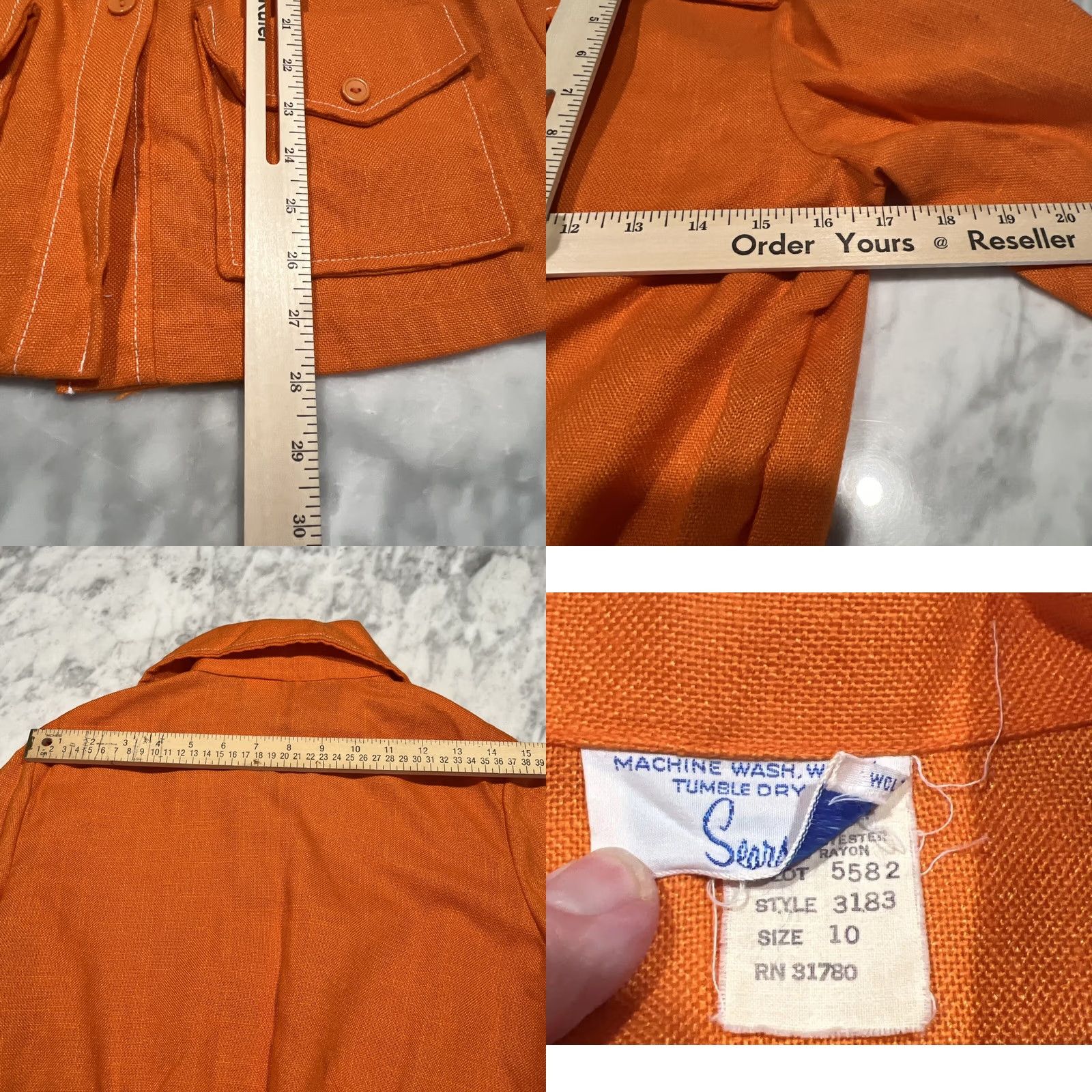 Sears VINTAGE Sears Womens Jacket Top Orange 10 Polyester Rayon 70’s Style 3183 Button Long Sleeve Mid-Length Womens Size L / US 10 / IT 46 - 8 Thumbnail