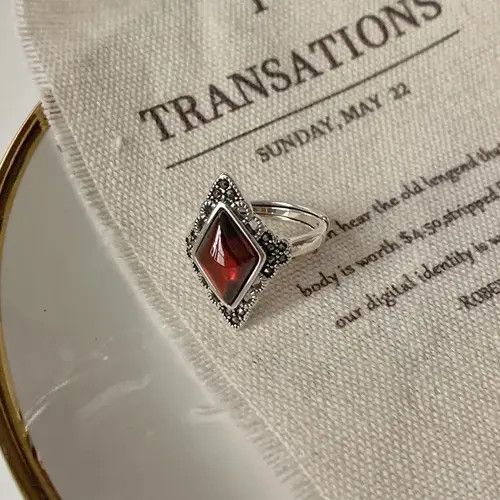 Jewelry Red Crystal Garnet Resizable Ring Size ONE SIZE - 3 Thumbnail