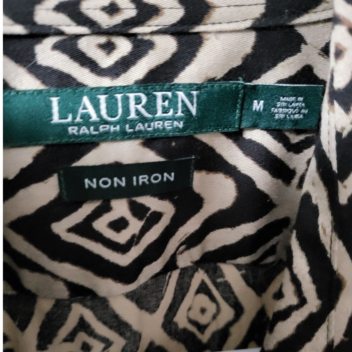 Lauren Ralph Lauren Lauren Ralph Lauren Black & Tan Geo Non-Iron Button Up-M Size L / US 10 / IT 46 - 3 Thumbnail