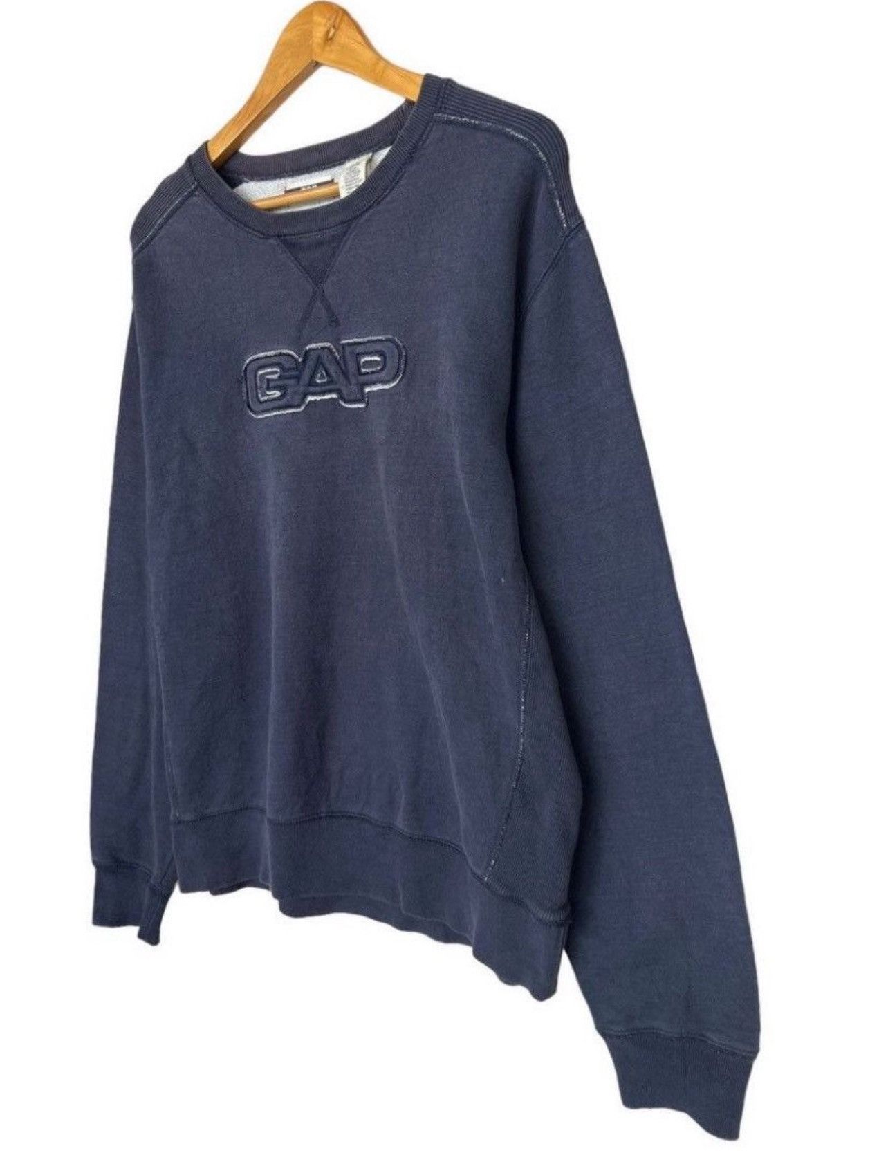 Gap Vintage Gap Spellout Sunfaded Baggy Navy Hoodie Sweatshirt Size US M / EU 48-50 / 2 - 3 Thumbnail