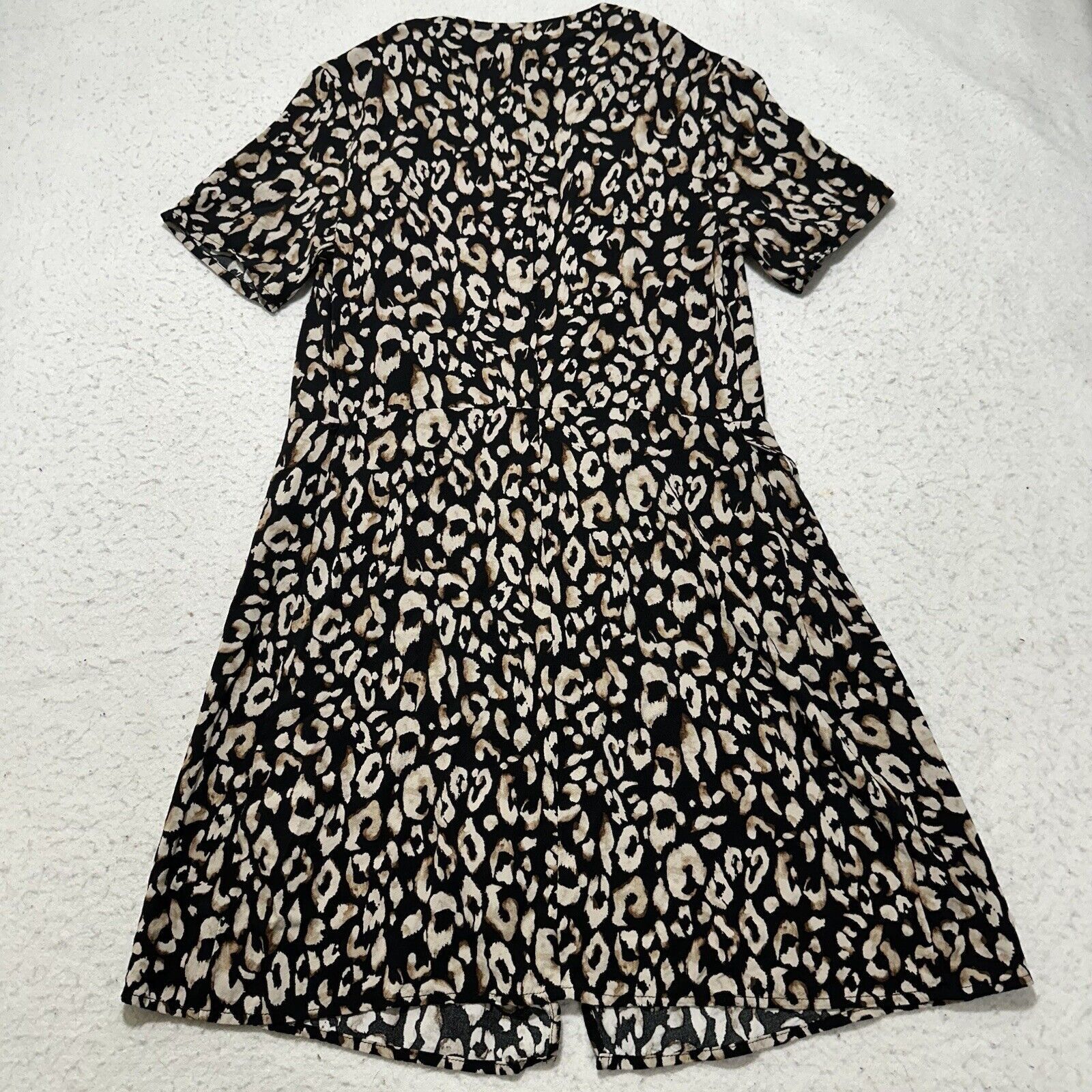 H&M H&M XS Black Begige Leopard Mini Wrap Dress Short Sleeve Size XS / US 0-2 / IT 36-38 - 12 Thumbnail