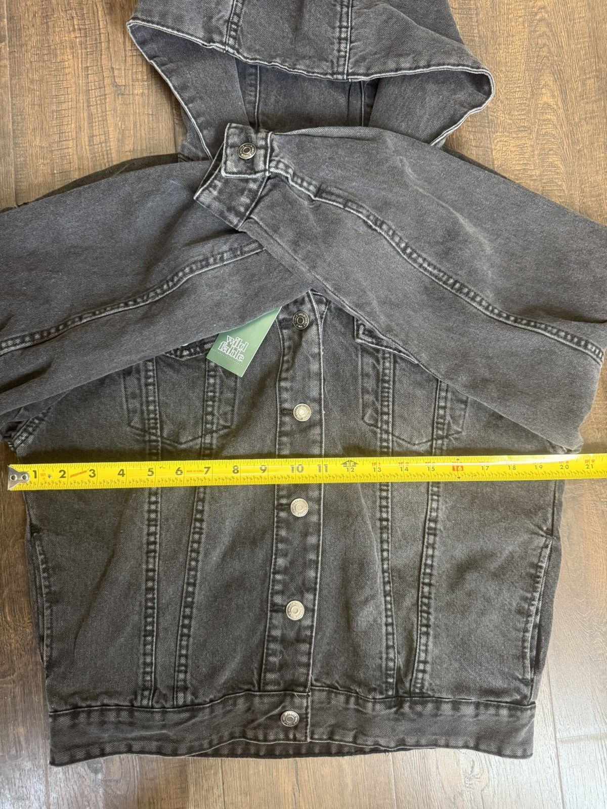 Other Wild Fable Black Stonewashed Denim Hooded Jacket Sz xxs Size XXS / US 00 / IT 34 - 3 Thumbnail