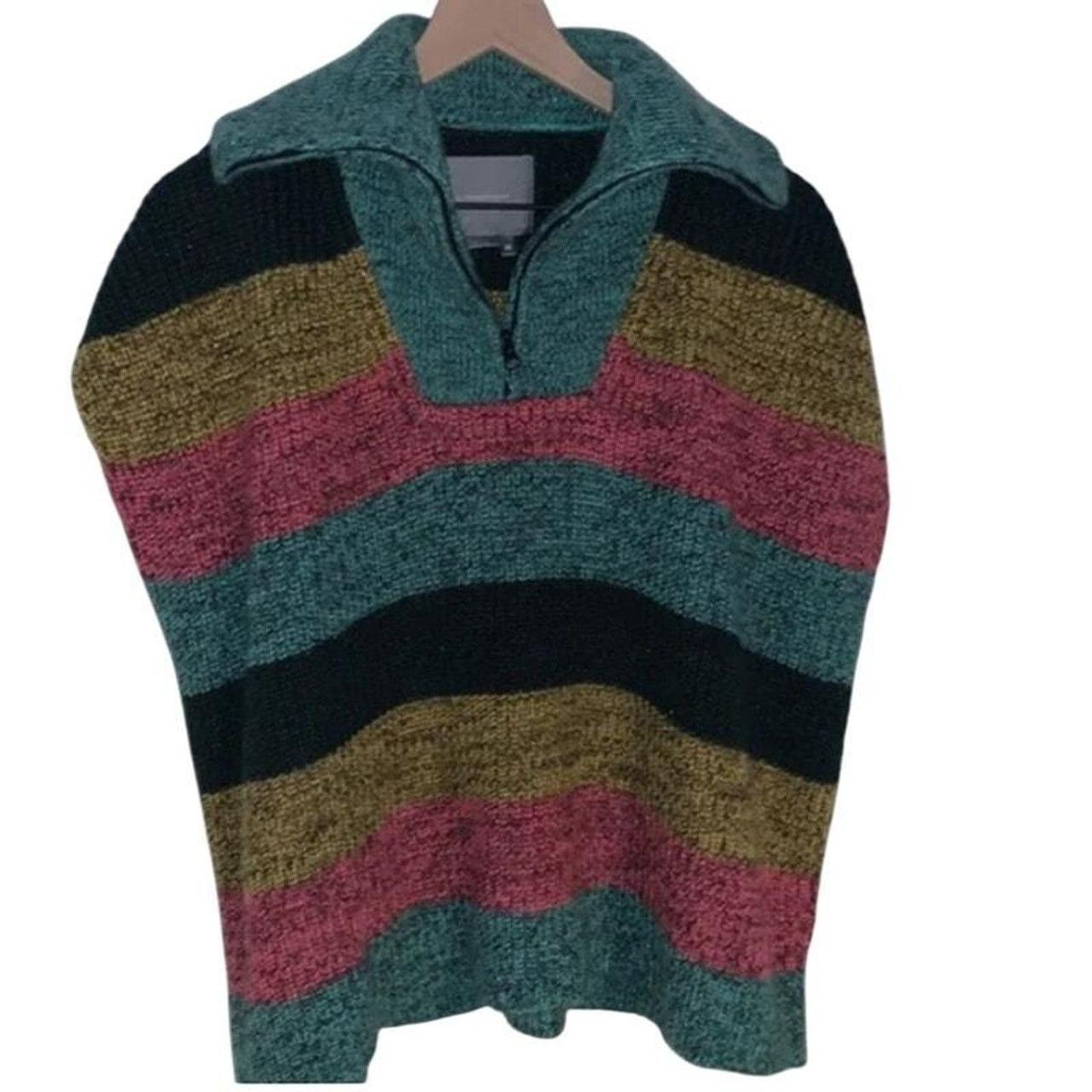 Anthropologie Anthropologie striped quarter zip sweater poncho Size M / US 6-8 / IT 42-44 - 3 Thumbnail
