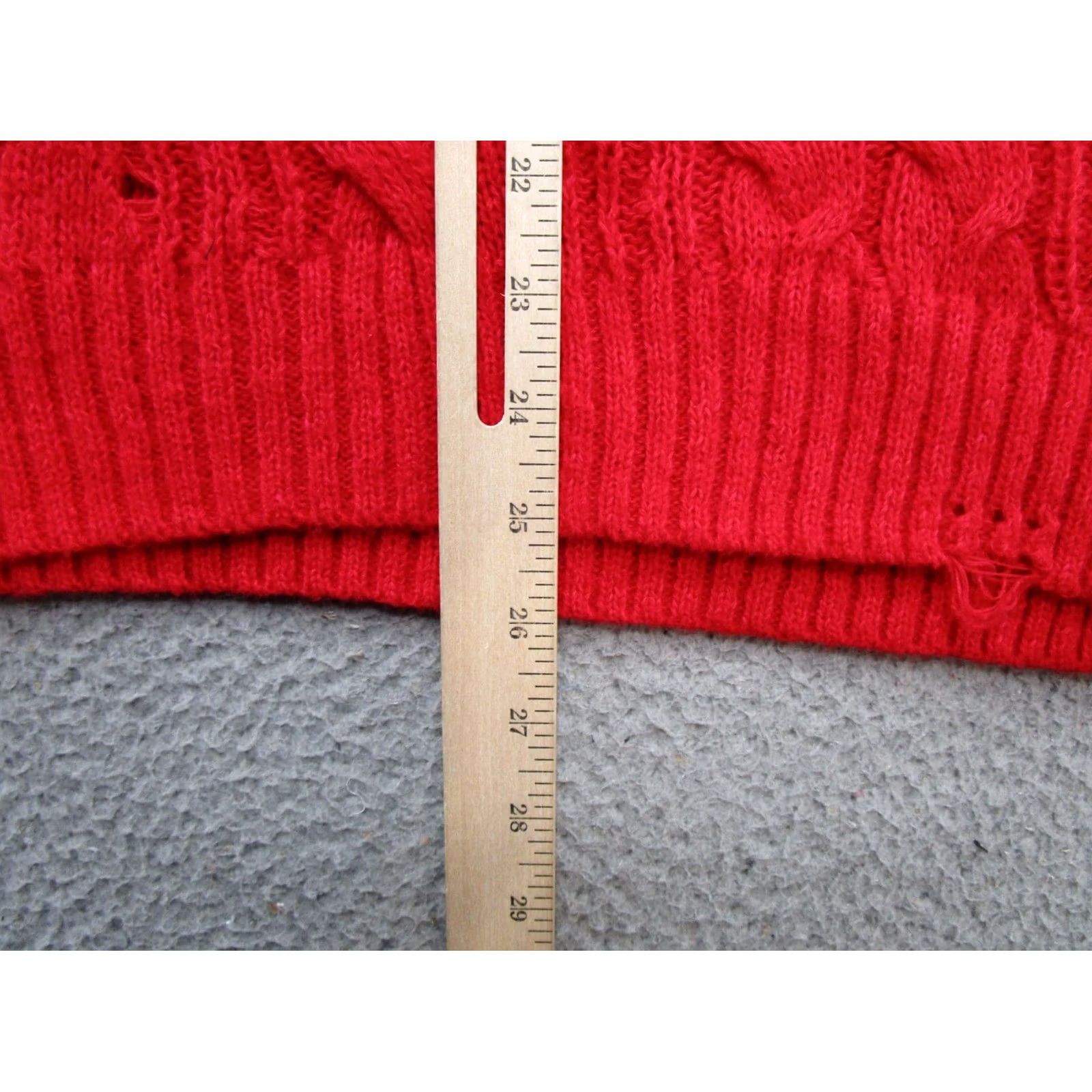 Vintage Wild Fable Women's Red Distressed Knit V Neck Pullover Sweater M NEW Size M / US 6-8 / IT 42-44 - 7 Thumbnail