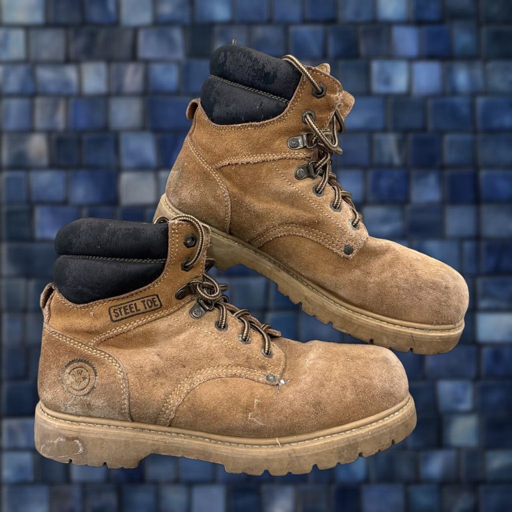 Wrangler WRANGLER Steel Toe Work Wear Boots Mens 11 Wide Brown Leather Work & Safety Boots Mens Size US 11 / EU 44 - 1 Thumbnail