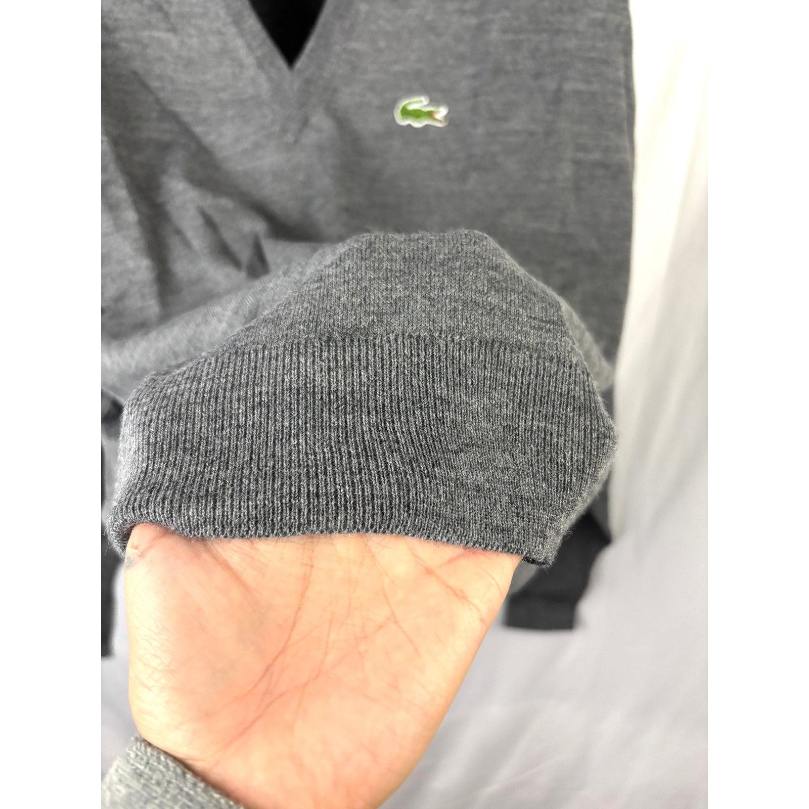Lacoste Vintage 1980s Izod Lacoste Gray Knit V-Neck Sweater Men’s Size US L / EU 52-54 / 3 - 10 Thumbnail