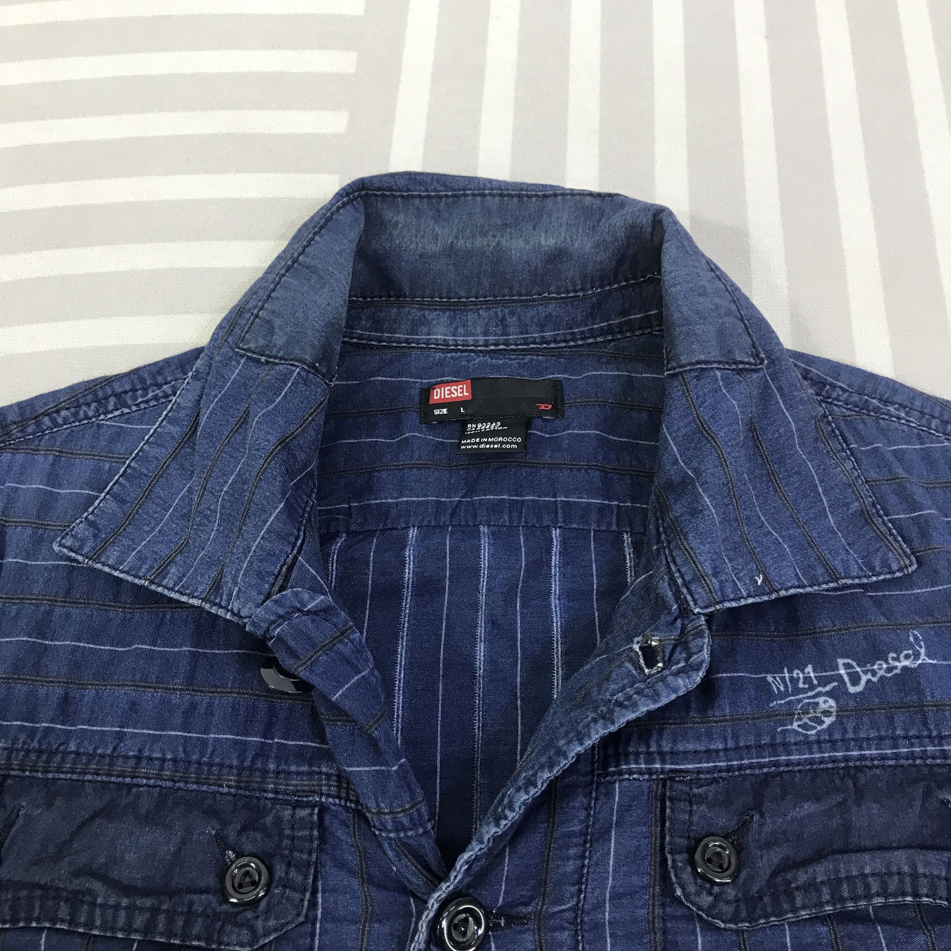 Diesel Vintage Diesel Button Ups indigo Jacket K125B8 Size US L / EU 52-54 / 3 - 5 Thumbnail