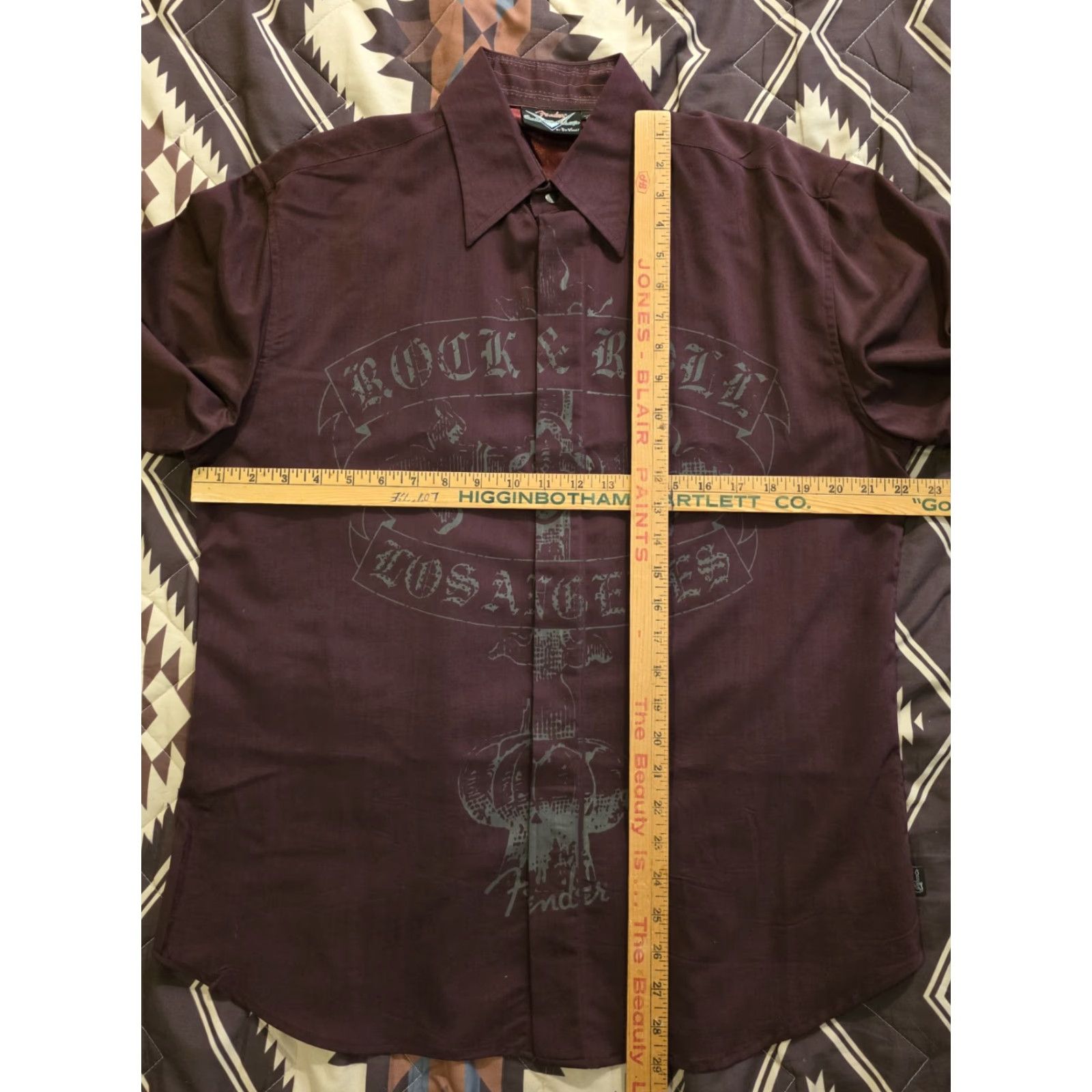 Fender Fender Button-Up Shirt Rockabilly Maroon Long Sleeve Men's M Rock Music Casual Party/Cocktail Travel Quality All Seasons Breathable Easy Care Size US M / EU 48-50 / 2 - 6 Thumbnail