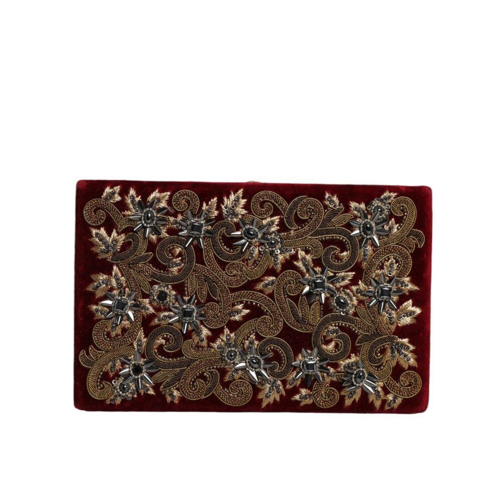 Dolce & Gabbana Dolce & Gabbana Red Velvet Gold Frame Clutch Evening Party P Size ONE SIZE - 1 Thumbnail