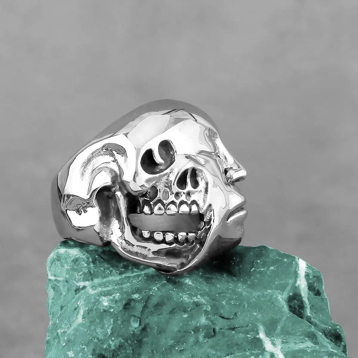 Vintage Gothic Mask Skull Ring Size 44 - 2 Thumbnail