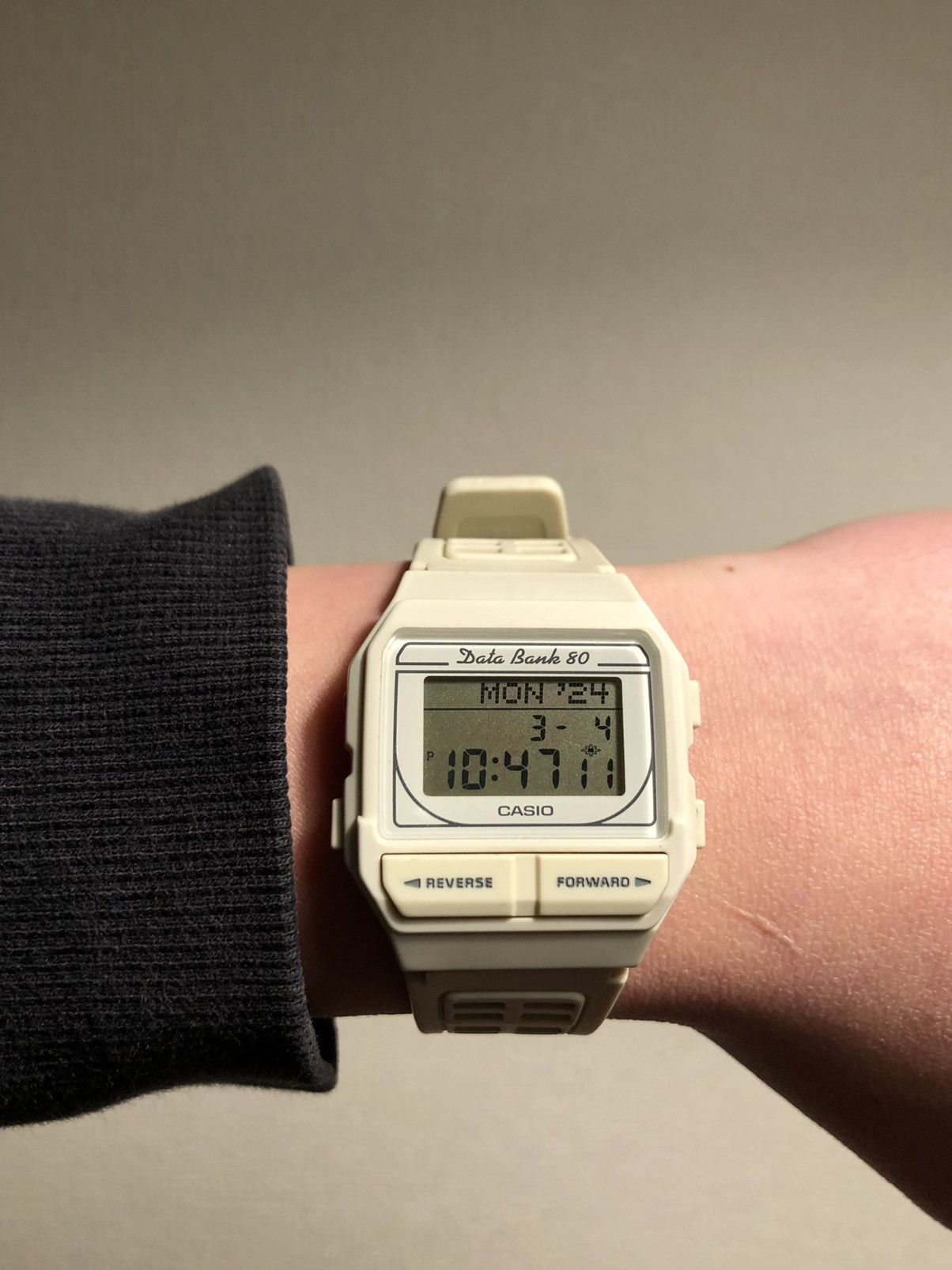 image of Casio Data Bank Watch in White, Men's