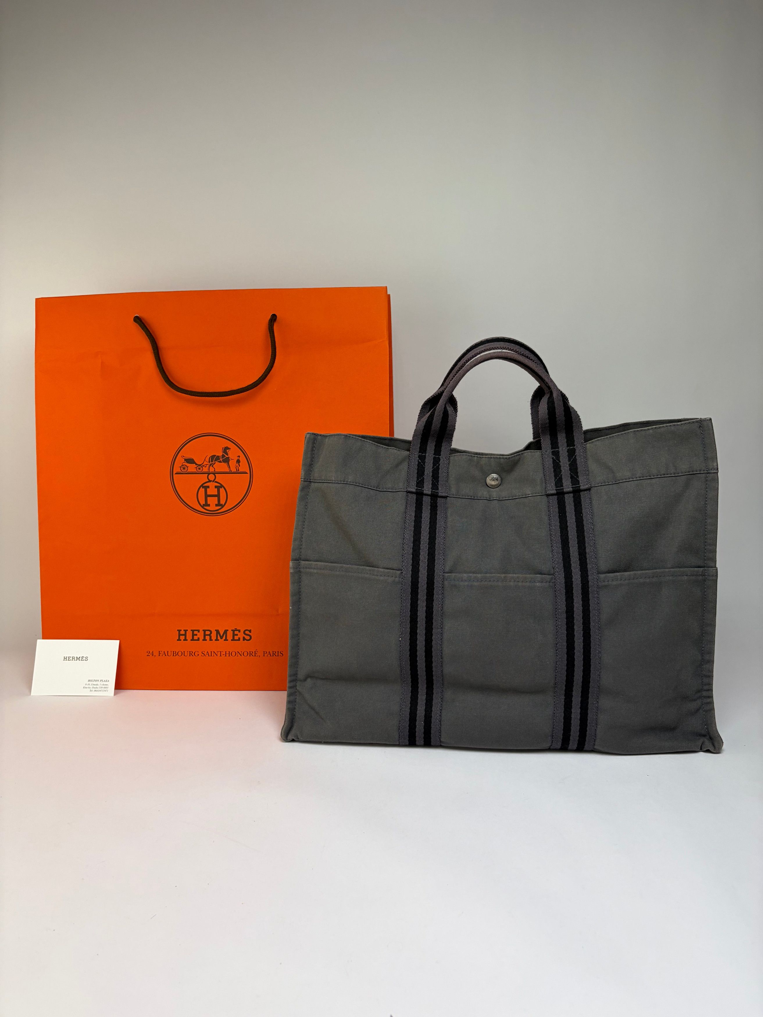 Hermes Vintage Hermès Garden Party Canvas Tote Dark Grey Black Size ONE SIZE - 1 Thumbnail