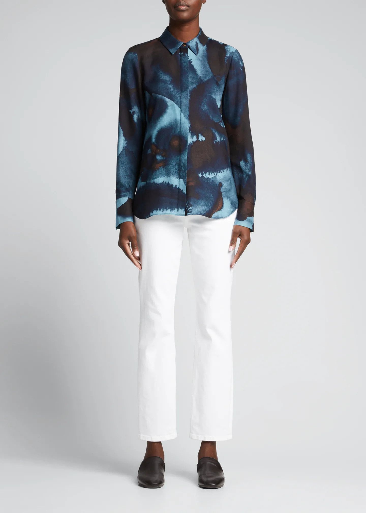 Lafayette 148 Lafayette 148 Scottie Ink Drop-Print Blouse in Blue, Size S Size S / US 4 / IT 40 - 4 Thumbnail