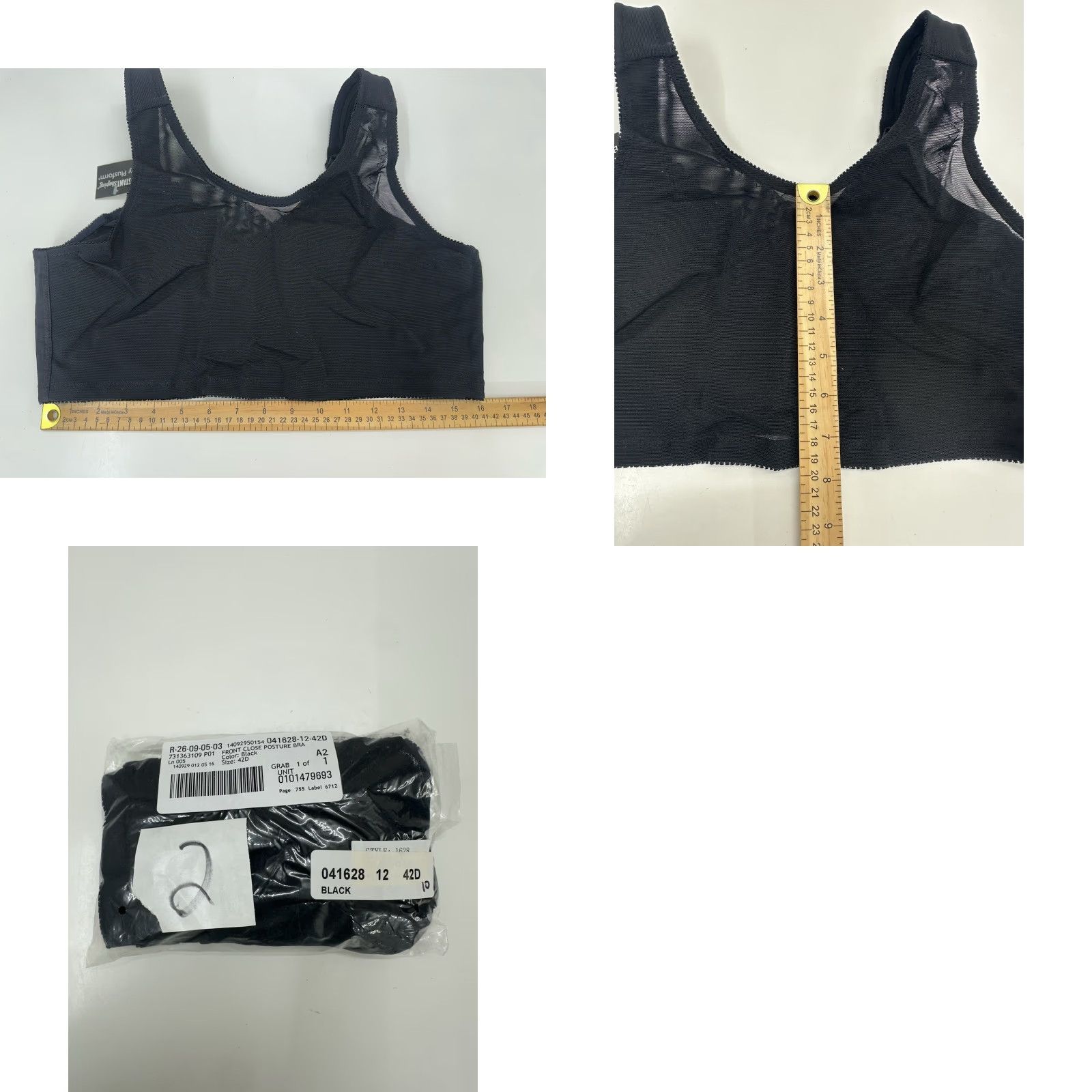 Vintage Plusform Instant Shaping Bra 42D Front Closure No Wire Black NWTs 1628 Womens Adjustable Strap Size ONE SIZE - 8 Thumbnail