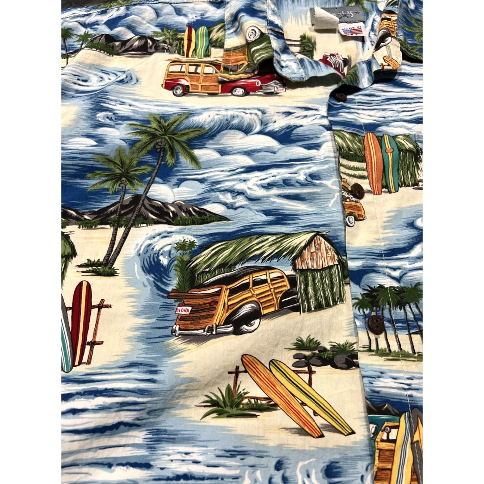 Vintage HIGH SEAS TRADING CO Men’s Surfing Themed Short Sleeve Button Hawaiian Shirt 4XL Blue Surfing Themed Hawaiian Shirt Mens Big & Tall Button-Up 4XL Size US XXL / EU 58 / 5 - 5 Thumbnail