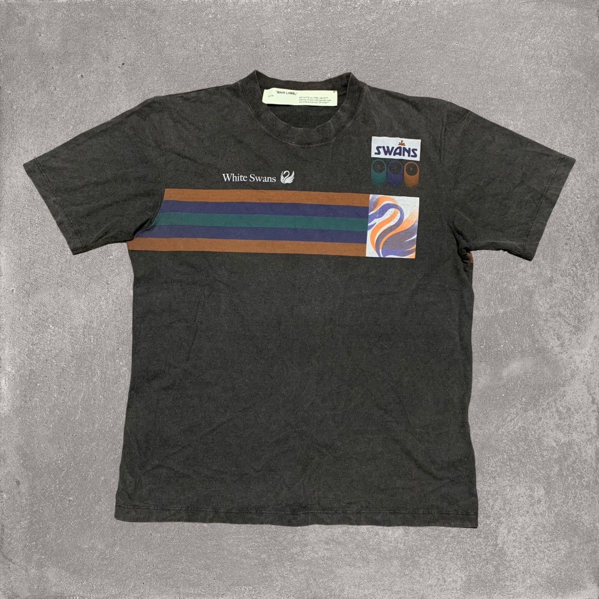 Off-White Off White Medium Olympic Ld99 Swans Washed Grey Tee Virgil Size US M / EU 48-50 / 2 - 1 Thumbnail