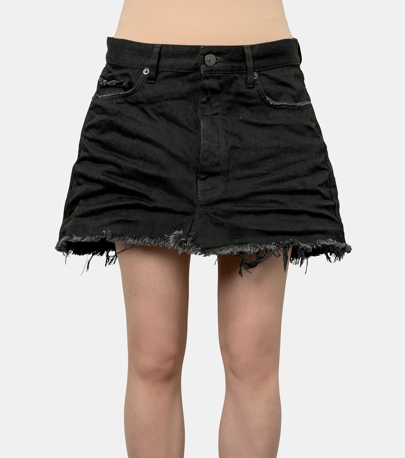 Balenciaga o1la1rc1a1024 Cut Off Organic Denim Skirt in Black Size 27" / US 4 / IT 40 - 2 Thumbnail