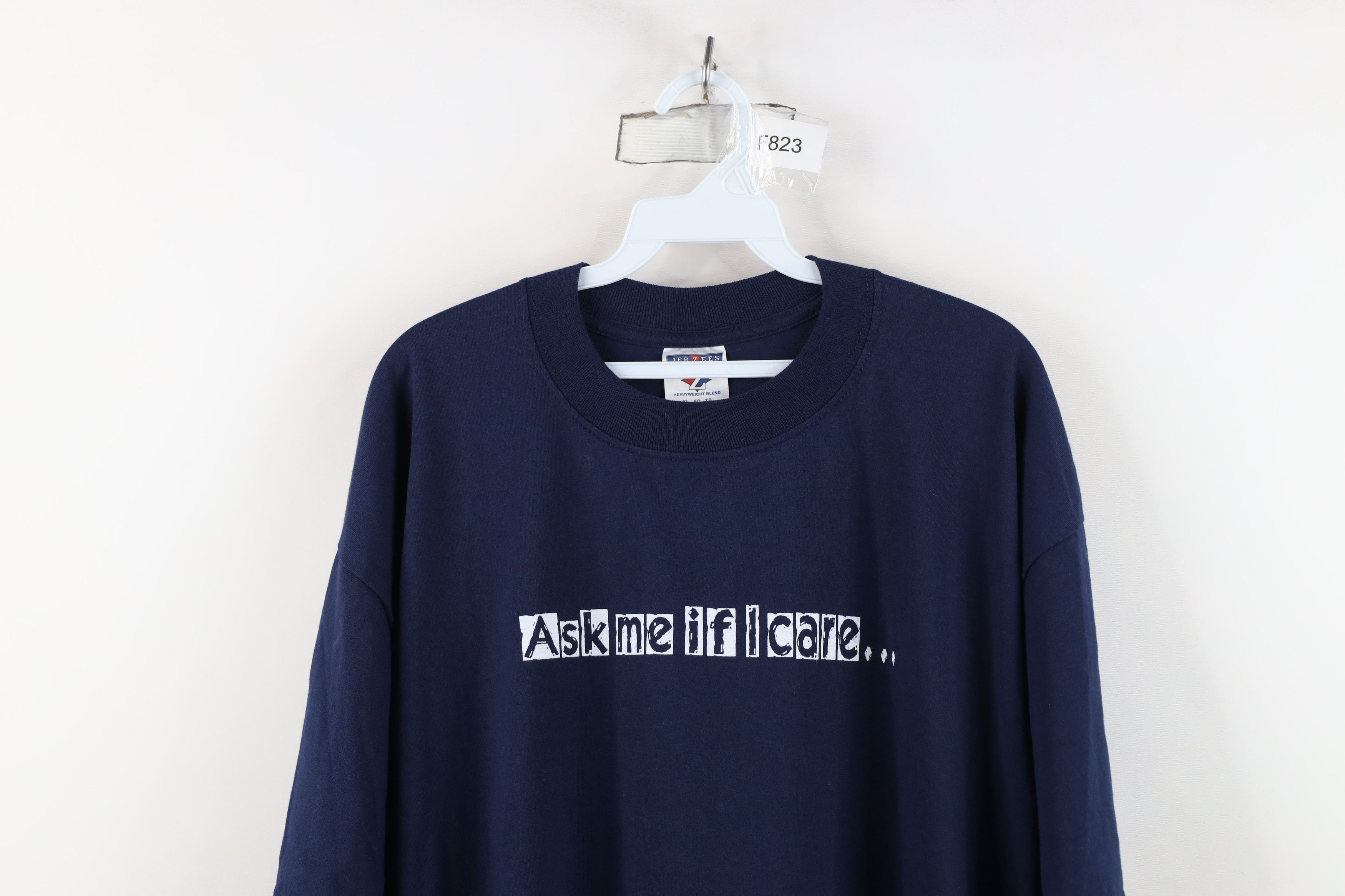 Vintage Vintage Y2K Streetwear Spell Ask Me If I Care T-Shirt Blue Size US XL / EU 56 / 4 - 2 Thumbnail