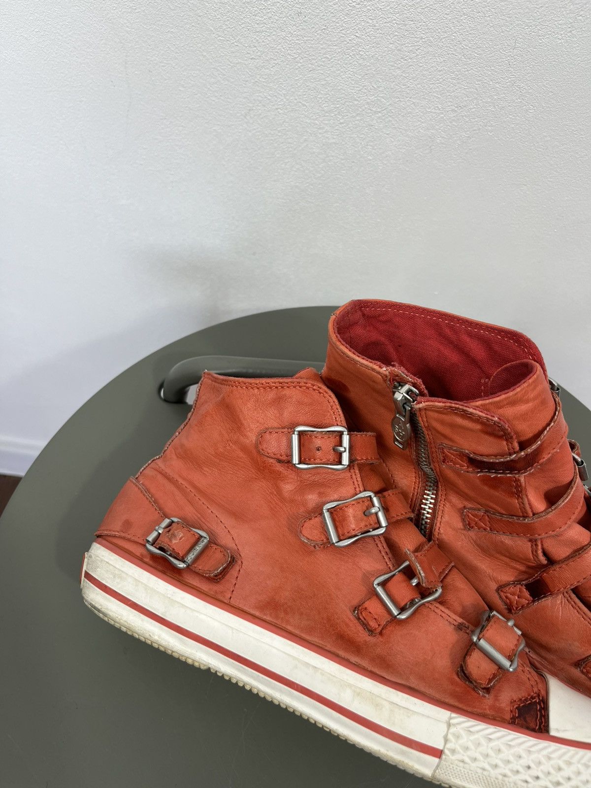ASH ASH Distressed High Top Sneakers EU 39 Leather Buckle Zip Size US 8 / IT 38 - 2 Thumbnail