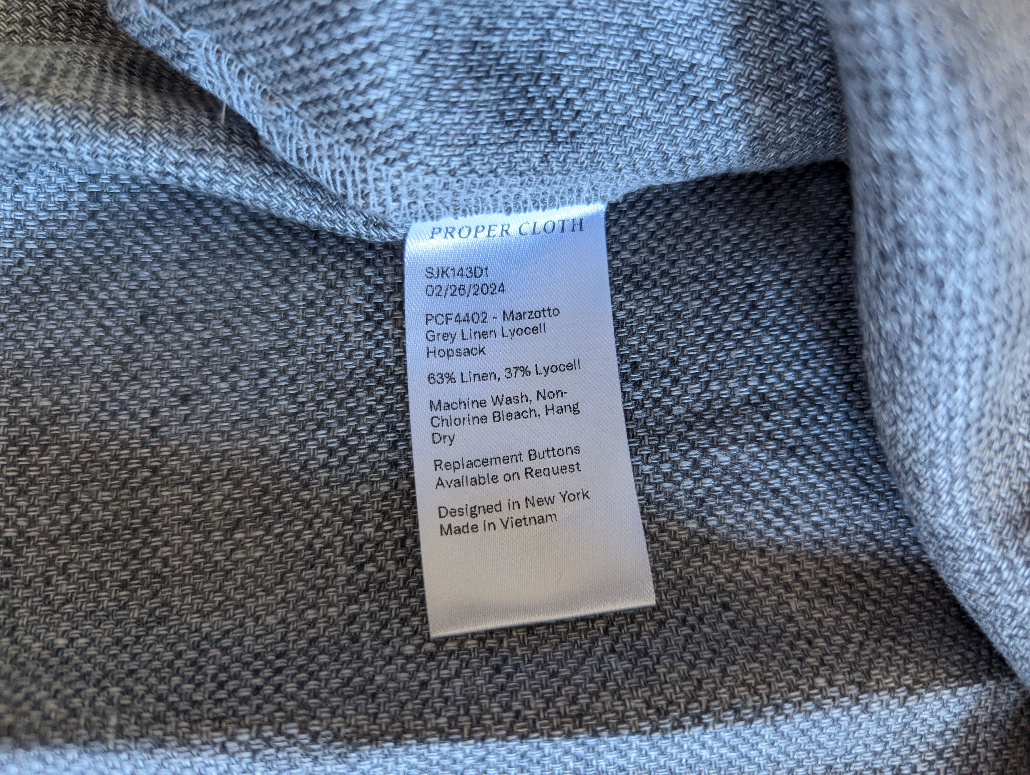 Proper Cloth Hopsack Linen-Lyocell Shirt Jacket Size US L / EU 52-54 / 3 - 11 Thumbnail