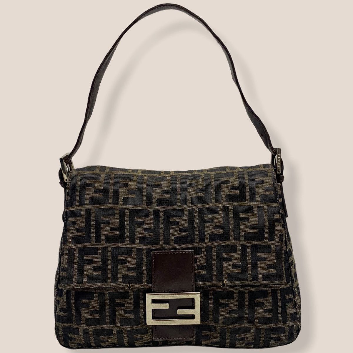 AUTHENTIC FENDI MAMMA ZUCCA BAGUETTE SHOULDER BAG