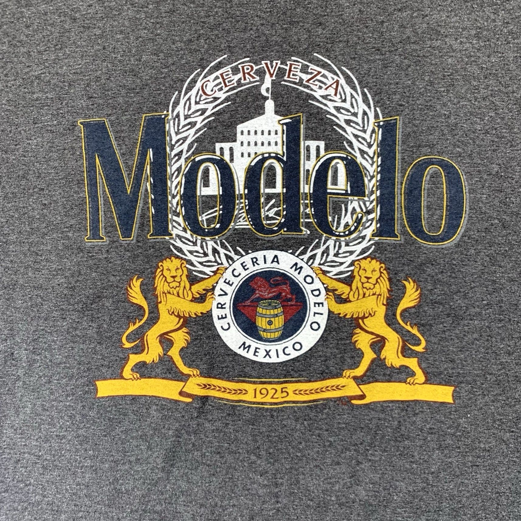 Vintage Modelo Shirt Mens 3XL Gray Graphic Tee Beer Logo Mexico Crew Neck Short Sleeve Cotton Polyester T-Shirt Men Mens Size US XXL / EU 58 / 5 - 3 Thumbnail
