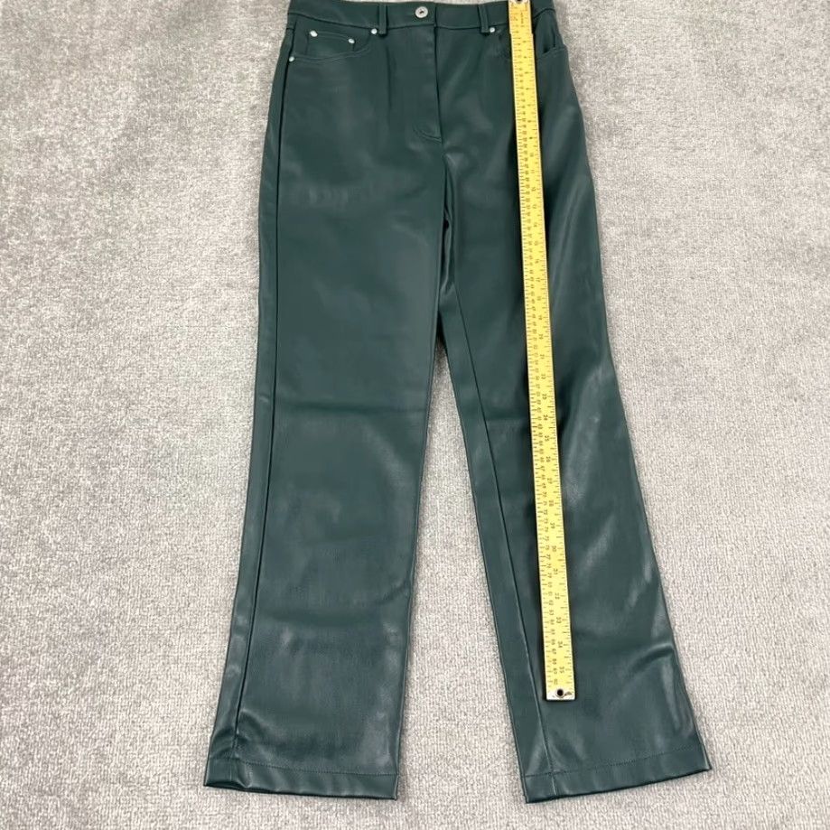 7 For All Mankind 7 For All Mankind Pants Womens Small 29" Ankle Faux Leather Straight Leg 81389 Green Size 28" / US 6 / IT 42 - 6 Thumbnail