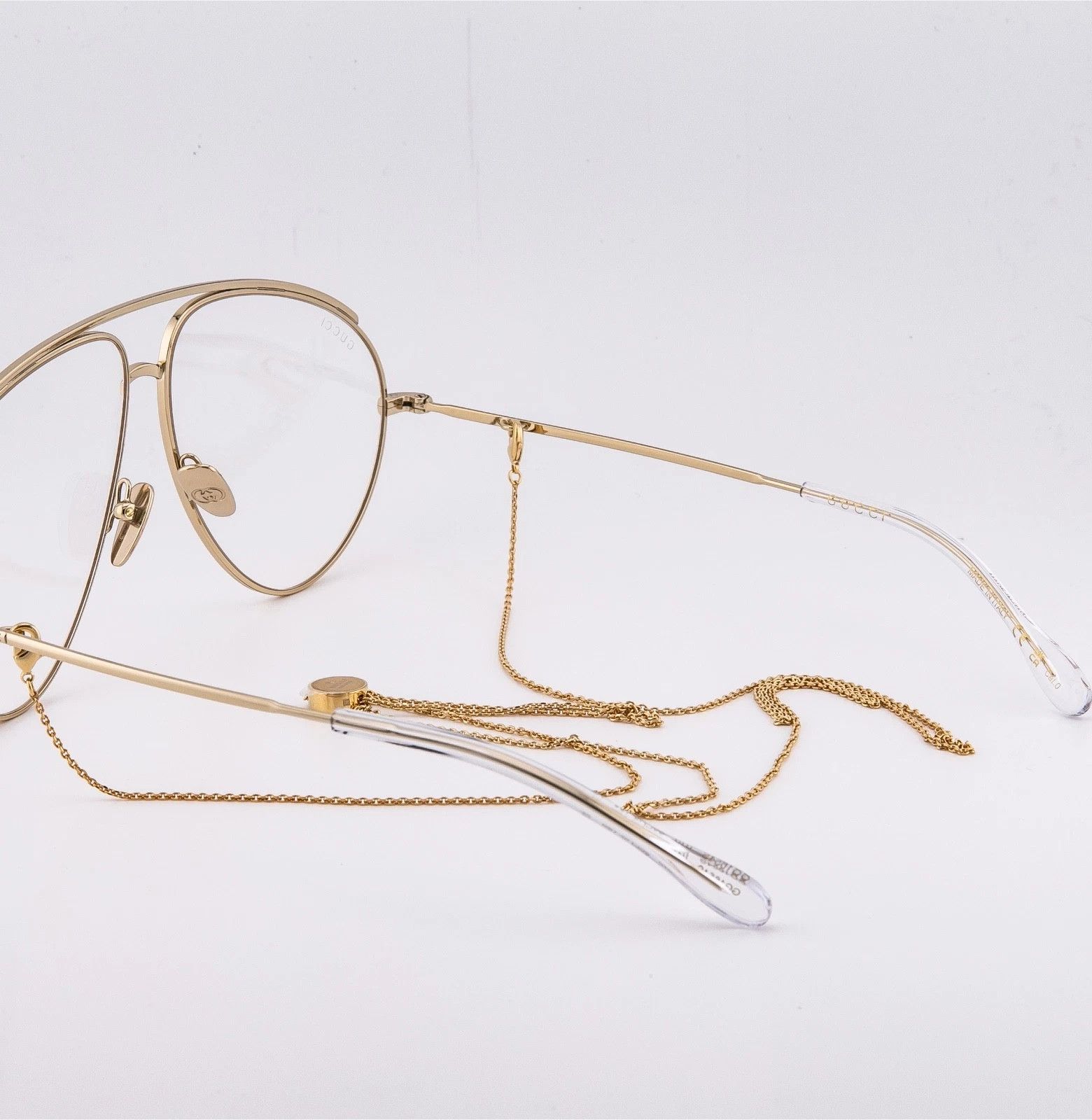 Gucci GUCCI 1654 Gg1654S Gold Clear Chain Charm Style Sunglass 010 Size ONE SIZE - 5 Thumbnail