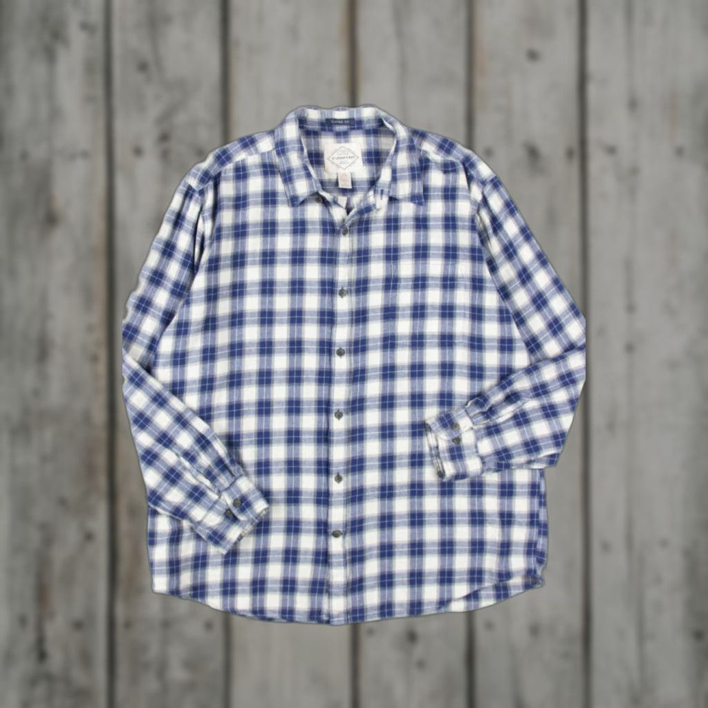 Vintage VINTAGE St. John's Bay Flannel Shirt Blue Plaid X-Large Shirt Adult X-Large Blue Plaid 3513 Mens Size US XL / EU 56 / 4 - 1 Thumbnail