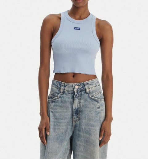 Hugo Hugo by Hugo Boss Rib Crop Tank Baby Blue ( XL ) Size XL / US 12-14 / IT 48-50 - 1 Thumbnail