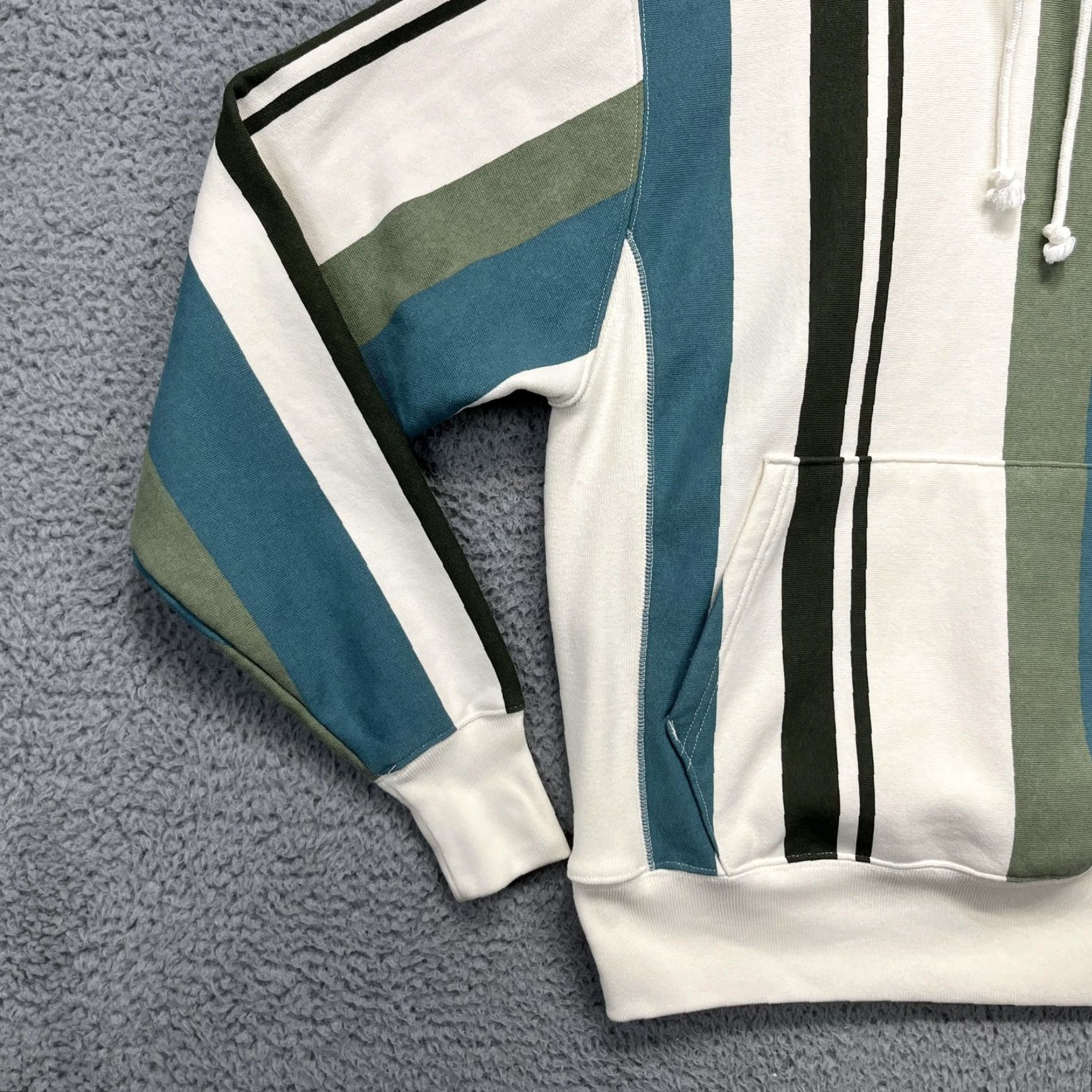 Champion Champion Reverse Weave Hoodie Mens Small Green Striped Pullover Heavyweight Size US S / EU 44-46 / 1 - 3 Thumbnail