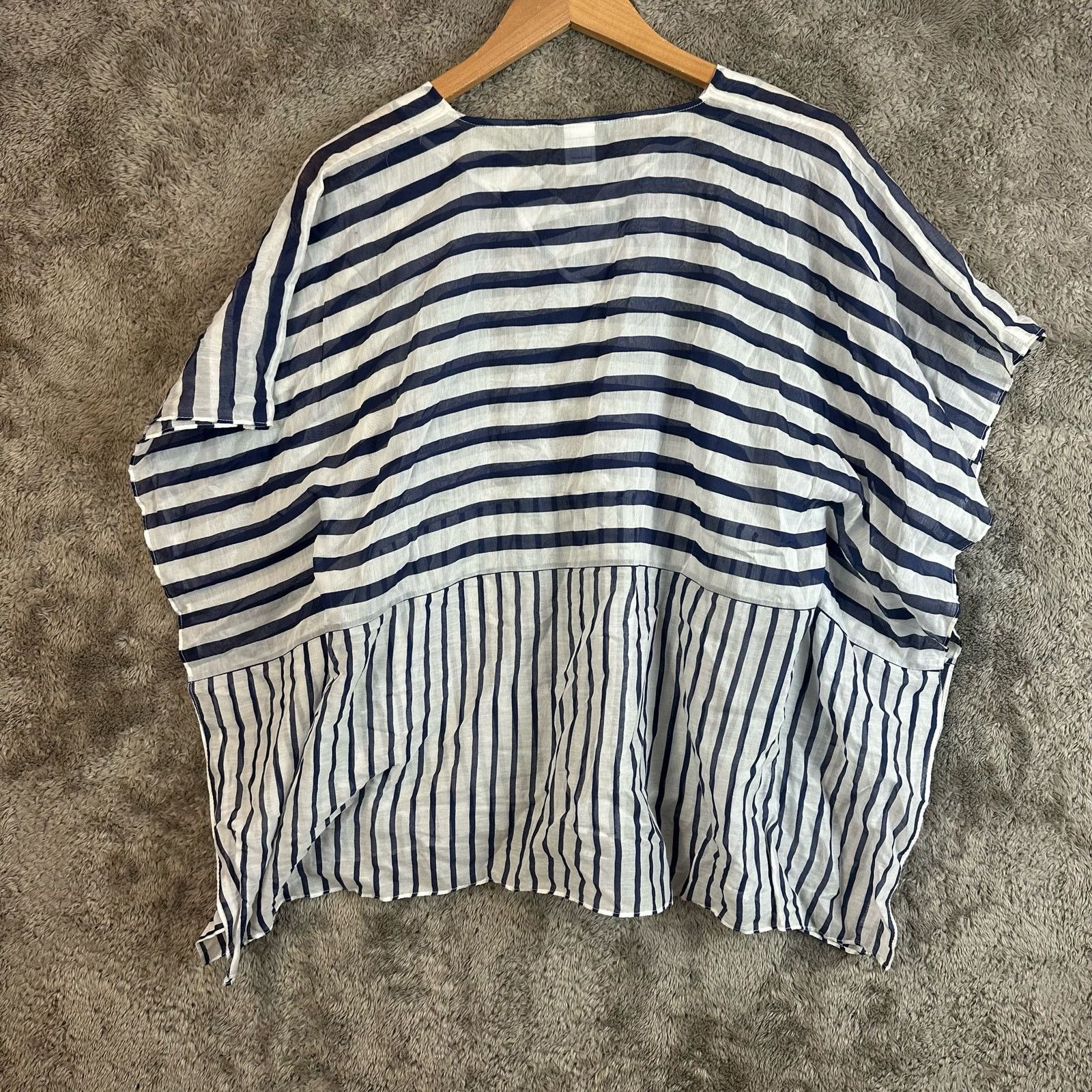 Other Talbots Silk Navy Blue White Kaftan Poncho Tunic Top S Size S / US 4 / IT 40 - 4 Thumbnail