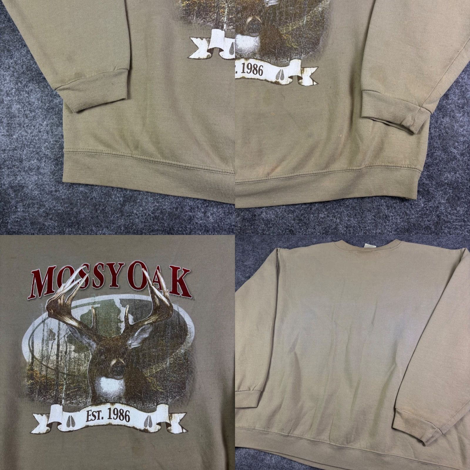 Jerzees VINTAGE Jerzees Sweatshirt Mens XL Tan Deer Graphic Crewneck 1986 Jerzees Mossy Oak Crew Neck Graphic Print Hunting 1990s Beige Mossy Oak Deer Mens XL Size US XL / EU 56 / 4 - 8 Thumbnail