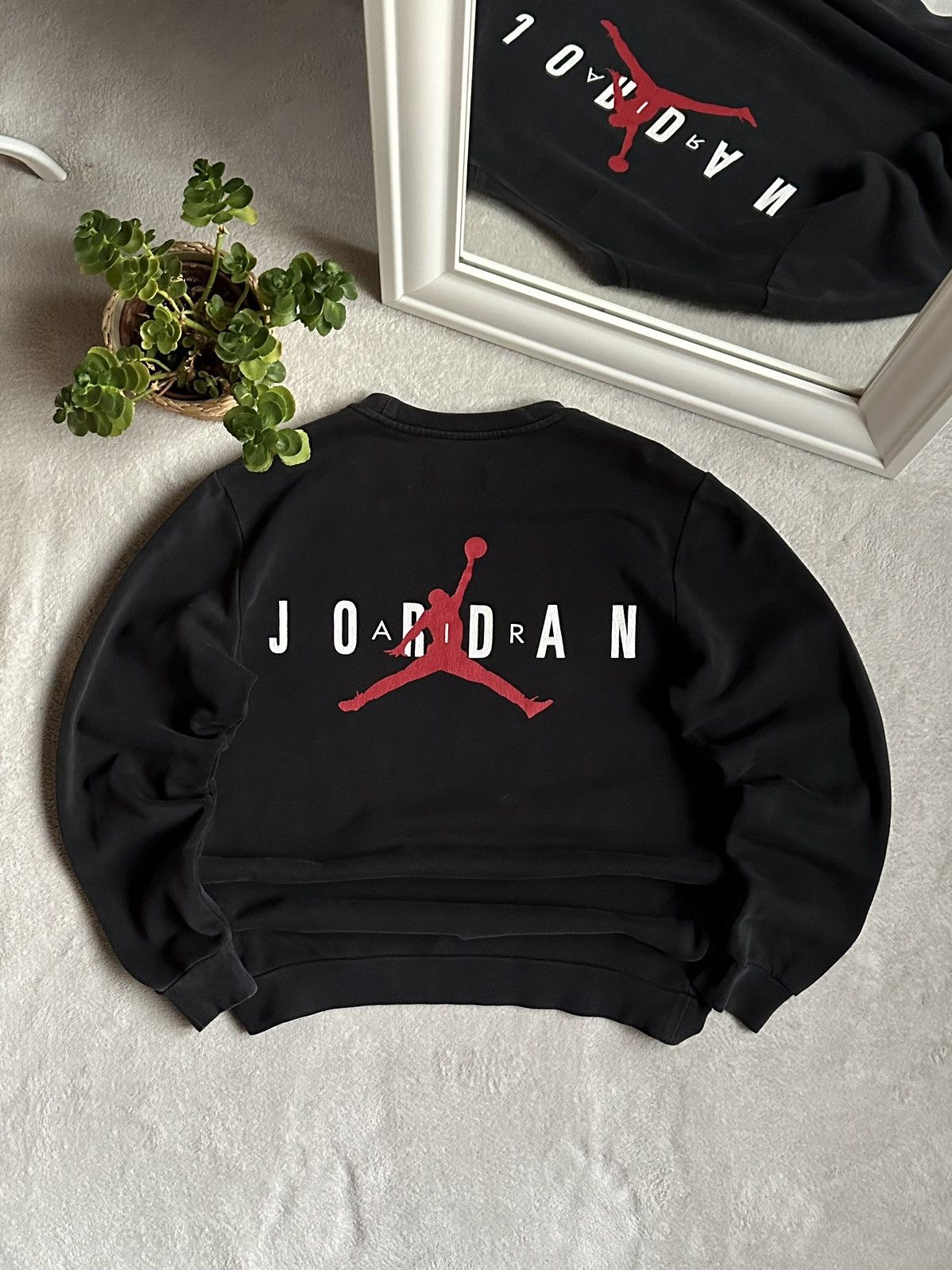 Pre-owned Jordan Vintage Jordan Y2k Streetwear Big Logo Streetwear Sweatshirt In Black