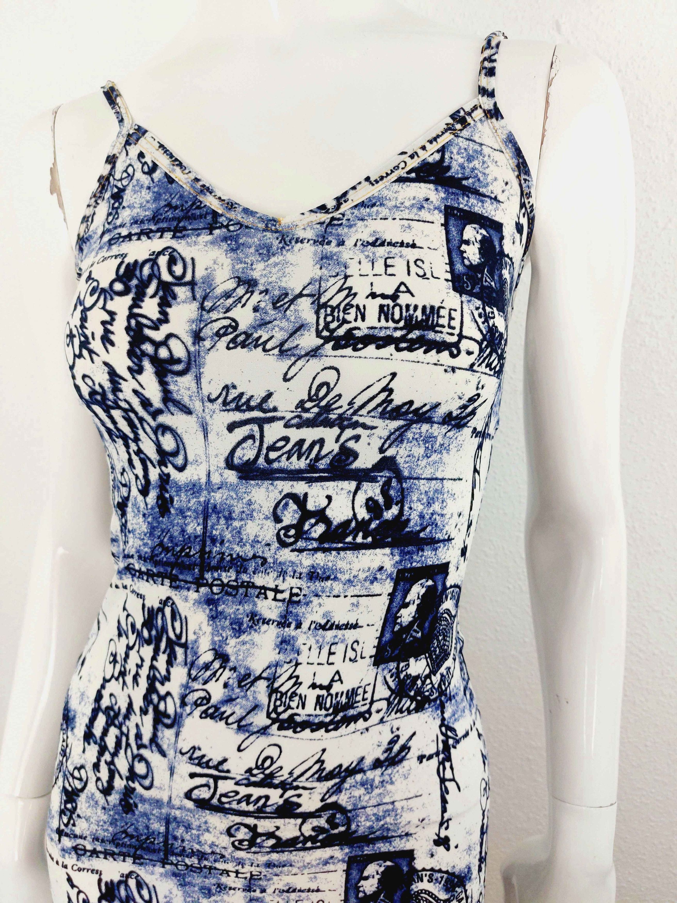 Jean Paul Gaultier Jean Paul Gaultier Stamp Letter Postcard Blue Maxi dress Size M / US 6-8 / IT 42-44 - 3 Thumbnail