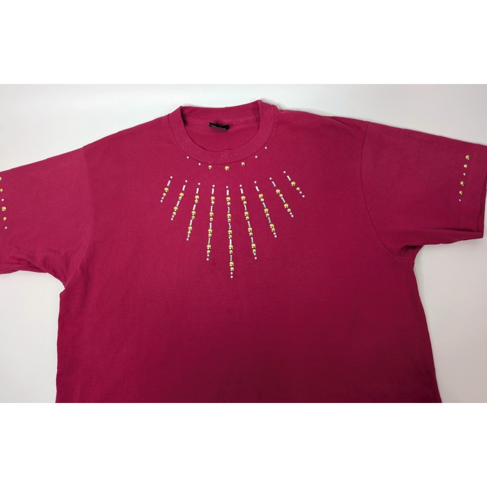 Vintage VINTAGE Screen Stars T-Shirt Shirt Unisex Adults XL Pink 90s Beaded Animal Print Crew Neck Short Sleeve Cotton Blend Size US XL / EU 56 / 4 - 7 Thumbnail