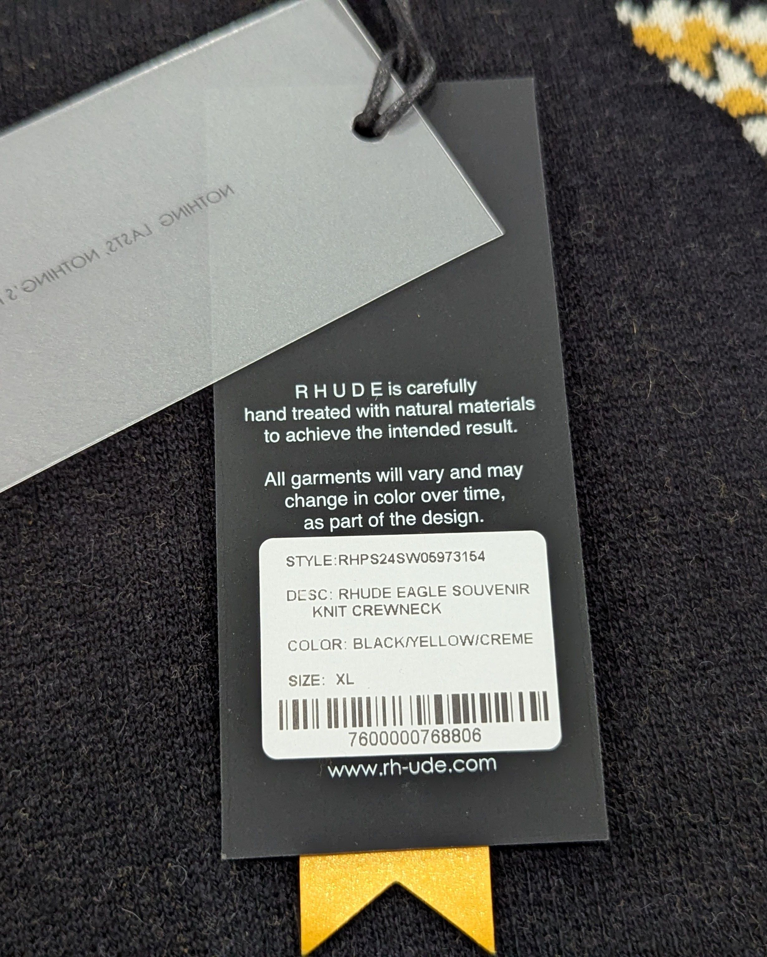 Rhude RHUDE Eagle Souvenir Wool/Cashmere Sweater Black XL Size US XL / EU 56 / 4 - 7 Thumbnail