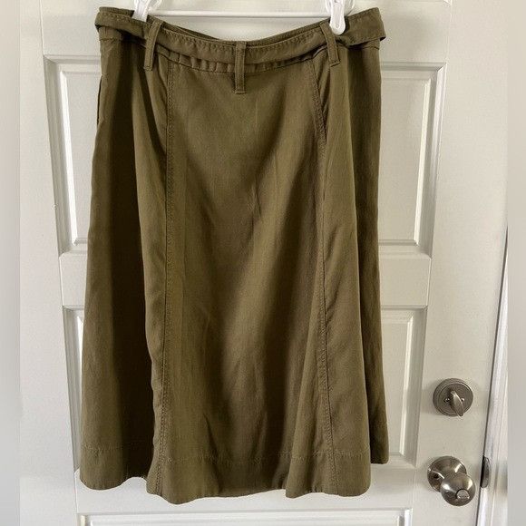 Talbots Talbots Classic Button Front Neutral Olive Green A Line Knee Size 30" / US 8 / IT 44 - 6 Thumbnail
