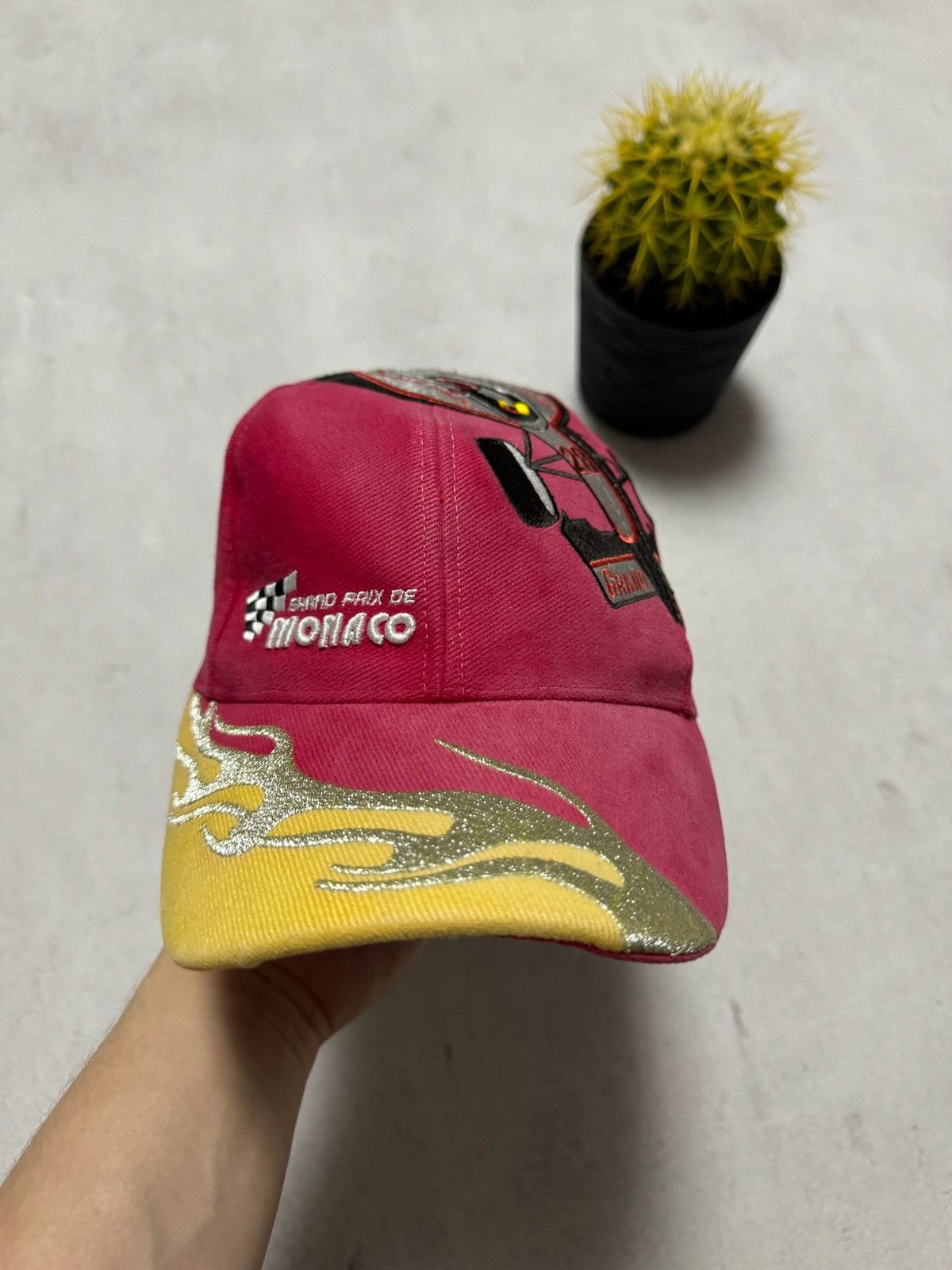 Formula 1 × Vintage Vintage Monaco Grand Prix Racing Cap Hat Fire Y2K 90s Size 30 - 5 Thumbnail